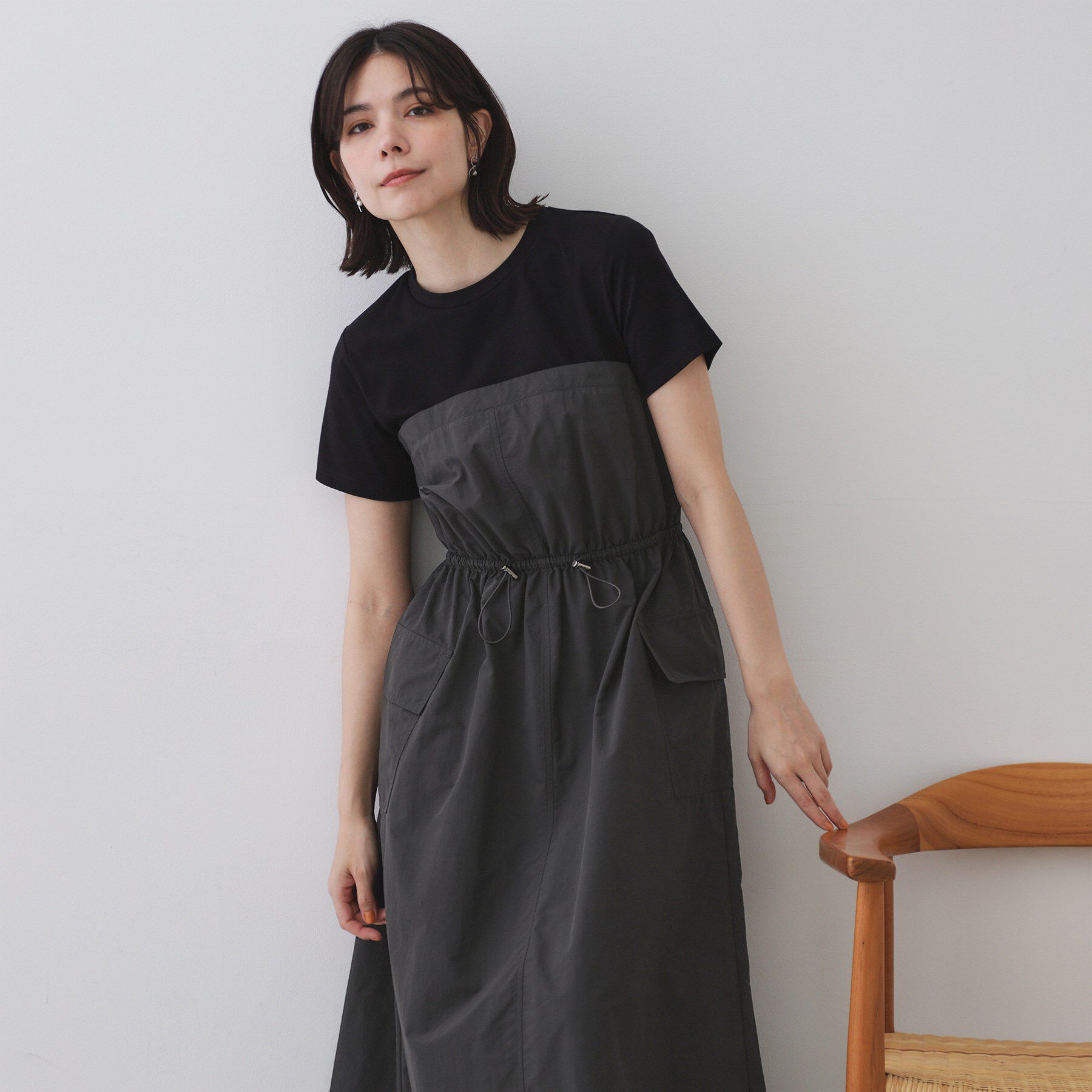 OPAQUE.CLIP「ドッキングワンピース【洗濯機洗い可】」|ワンピース|