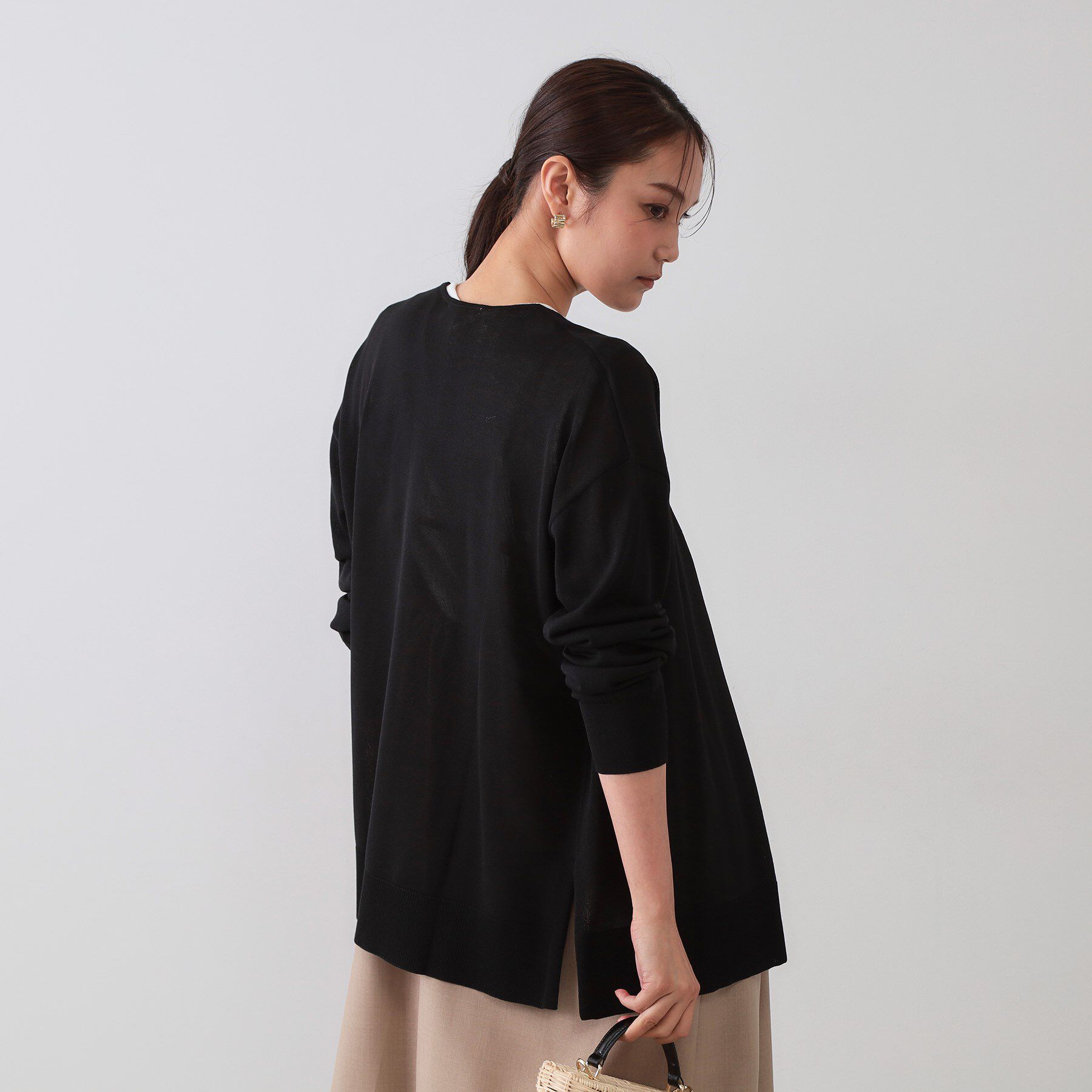 OPAQUE.CLIP「ミドル丈トッパーニットカーディガン【洗濯機洗い可/接触冷感/抗ピル】」|カーディガン|