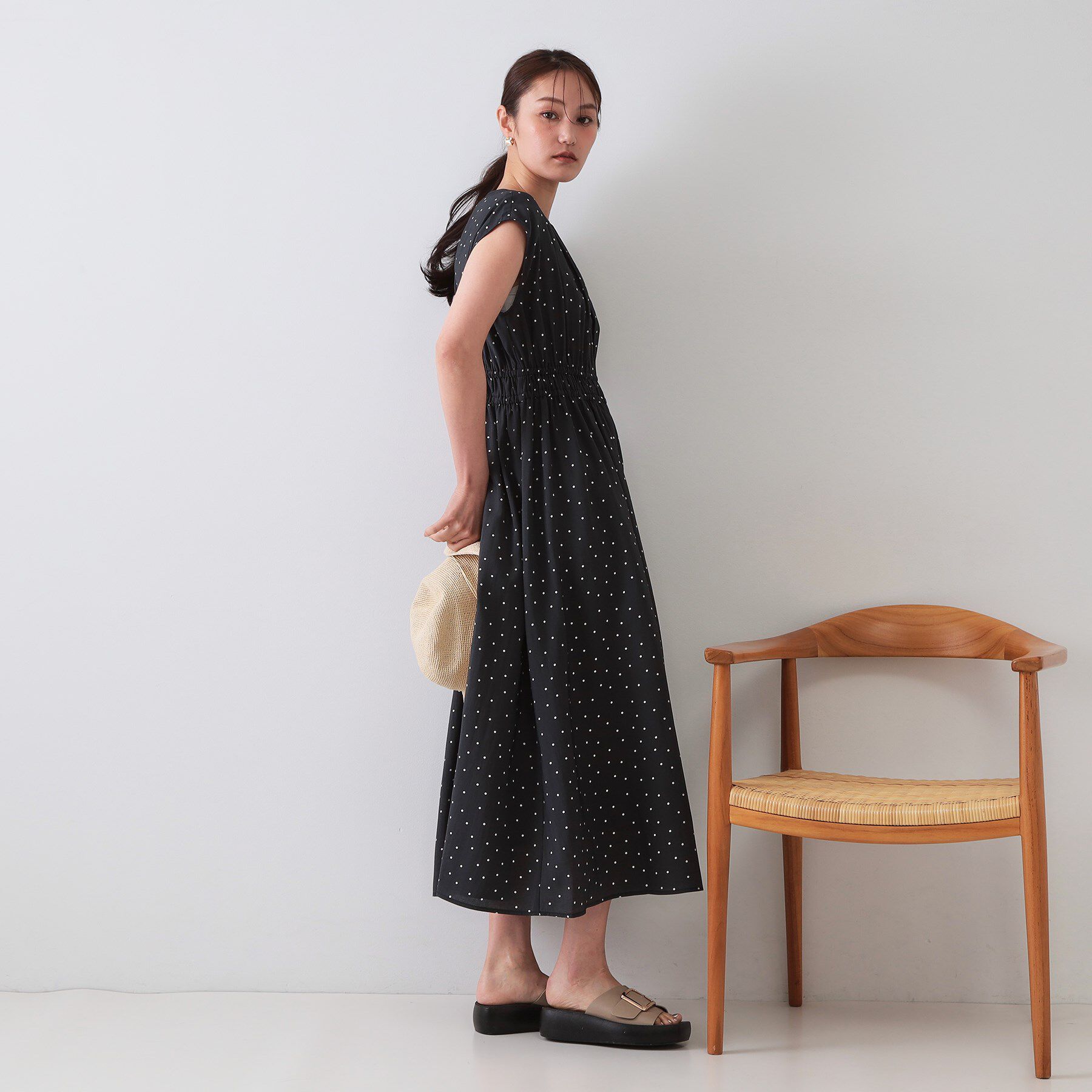 OPAQUE.CLIP「ドットプリントワンピース【洗濯機洗い可】」|ワンピース|