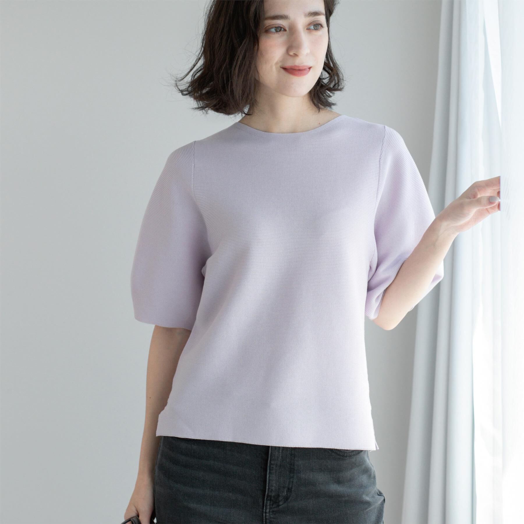 OPAQUE.CLIP「ガーターボリュームスリーブニット【UVケア/洗濯機洗い可】」|ニット・セーター|