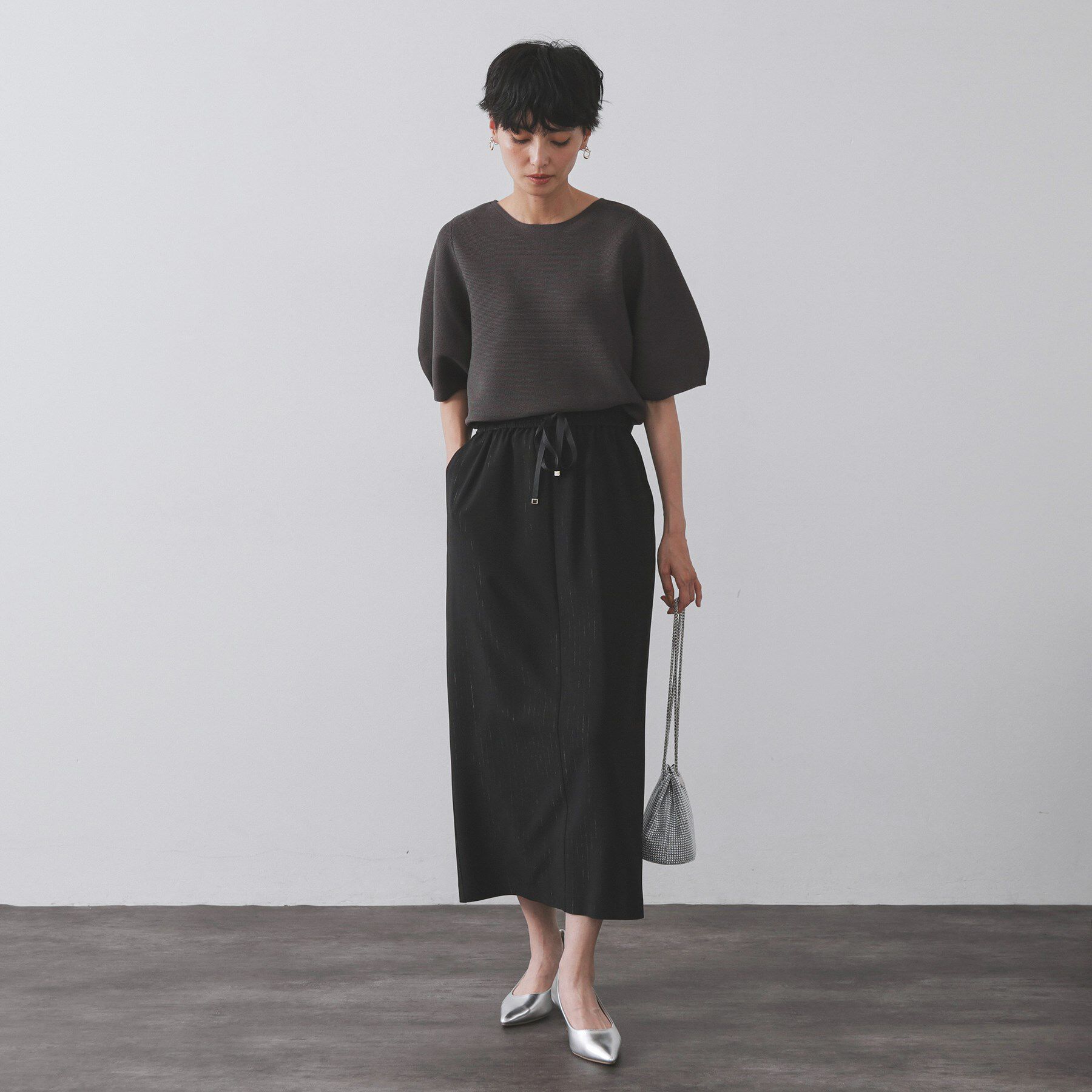 OPAQUE.CLIP「ガーターボリュームスリーブニット【UVケア/洗濯機洗い可】」|ニット・セーター|