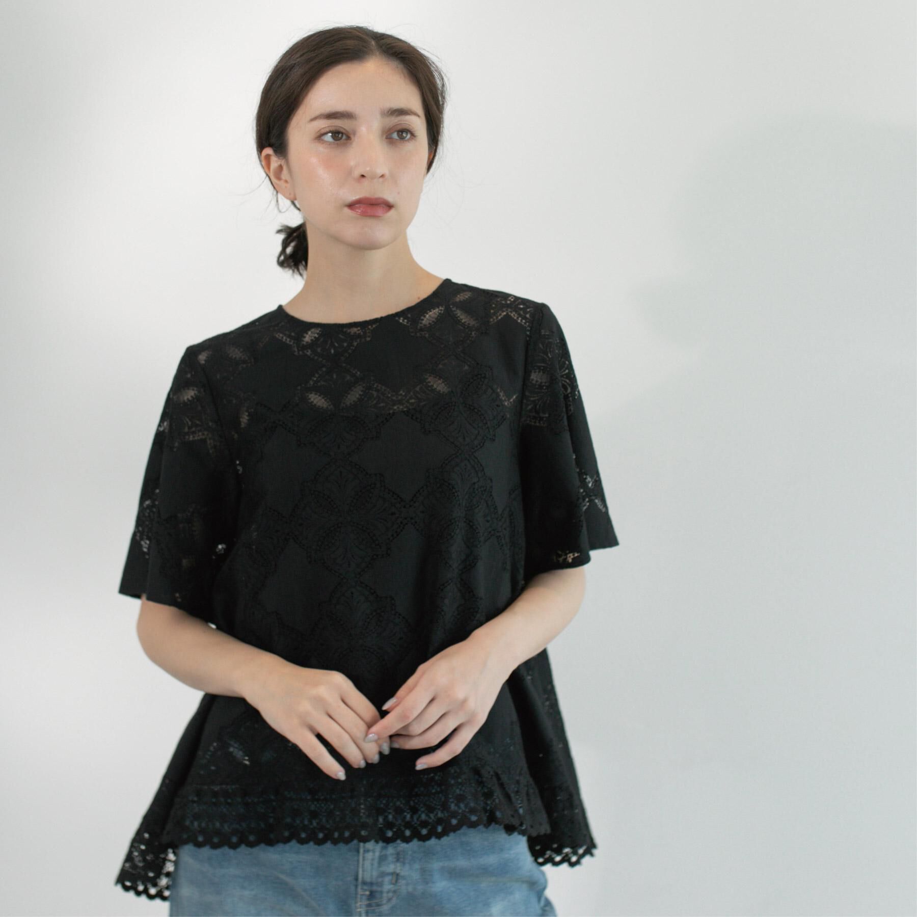 OPAQUE.CLIP「レースフレアブラウス【洗濯機洗い可】」|シャツ・ブラウス|