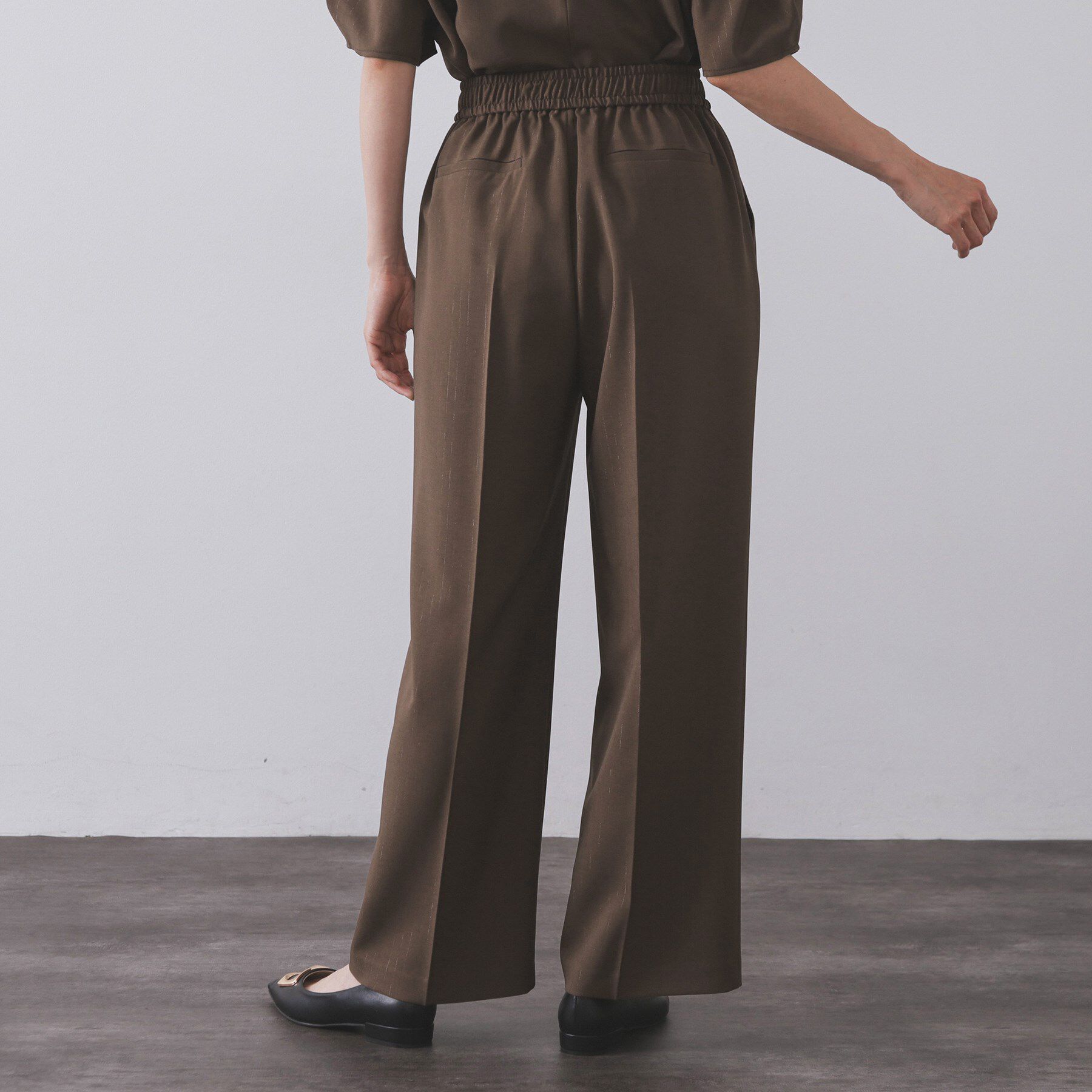 OPAQUE.CLIP「ラメストライプイージーワイドパンツ/セットアップ可【洗濯機洗い可/防シワ/吸水速乾】」|その他|