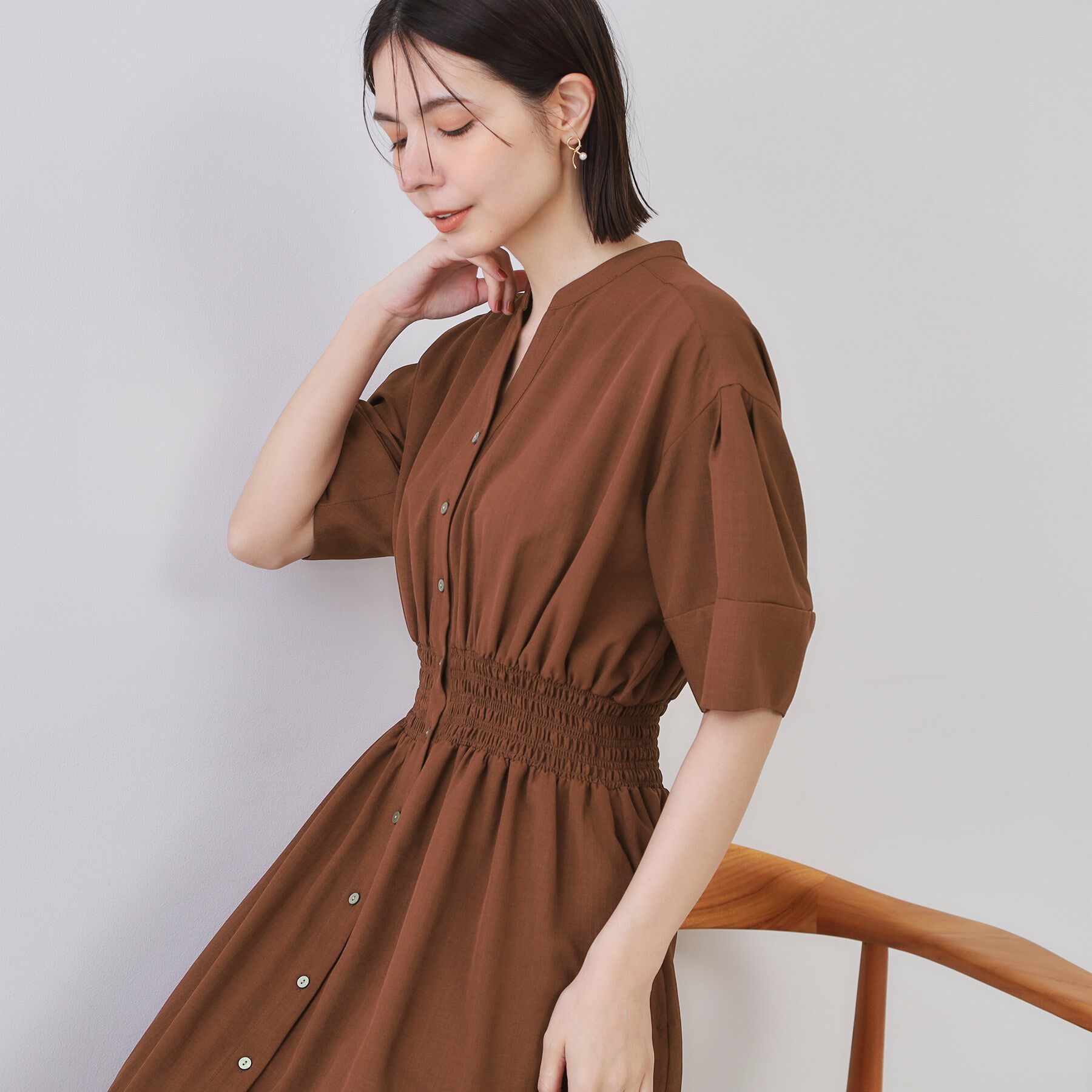 OPAQUE.CLIP「リネンライクスキッパーフィット＆フレアワンピース【洗濯機洗い可】」|ワンピース|
