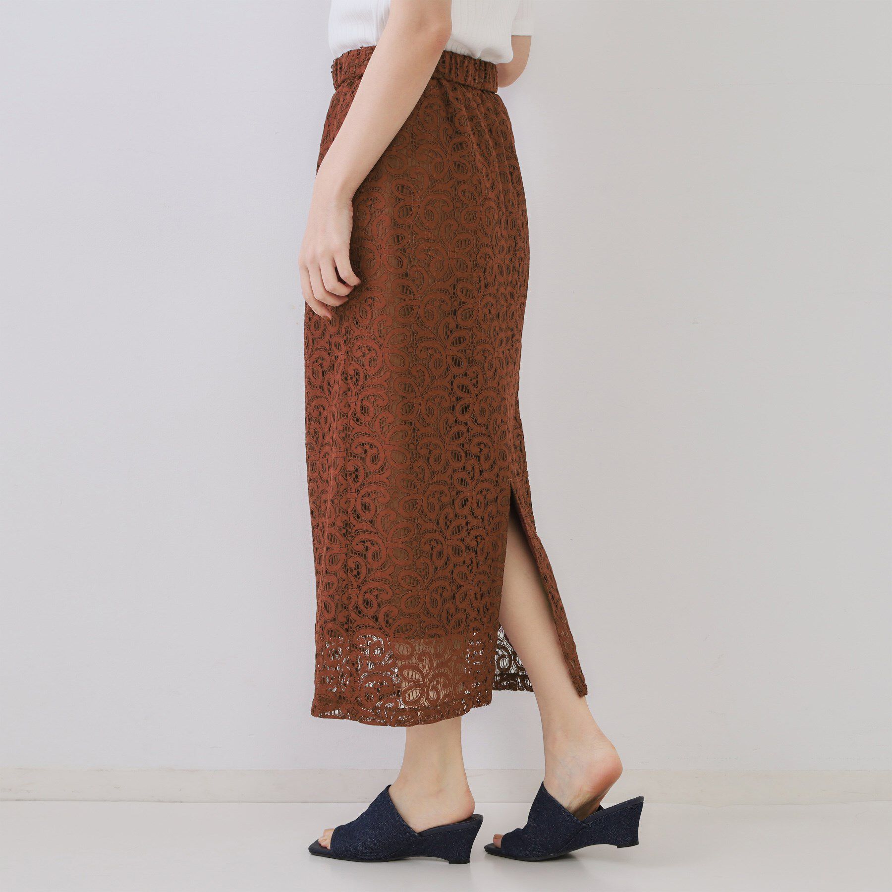 OPAQUE.CLIP「《美人百花掲載》レースイージーナロースカート【洗濯機洗い可】」|スカート|