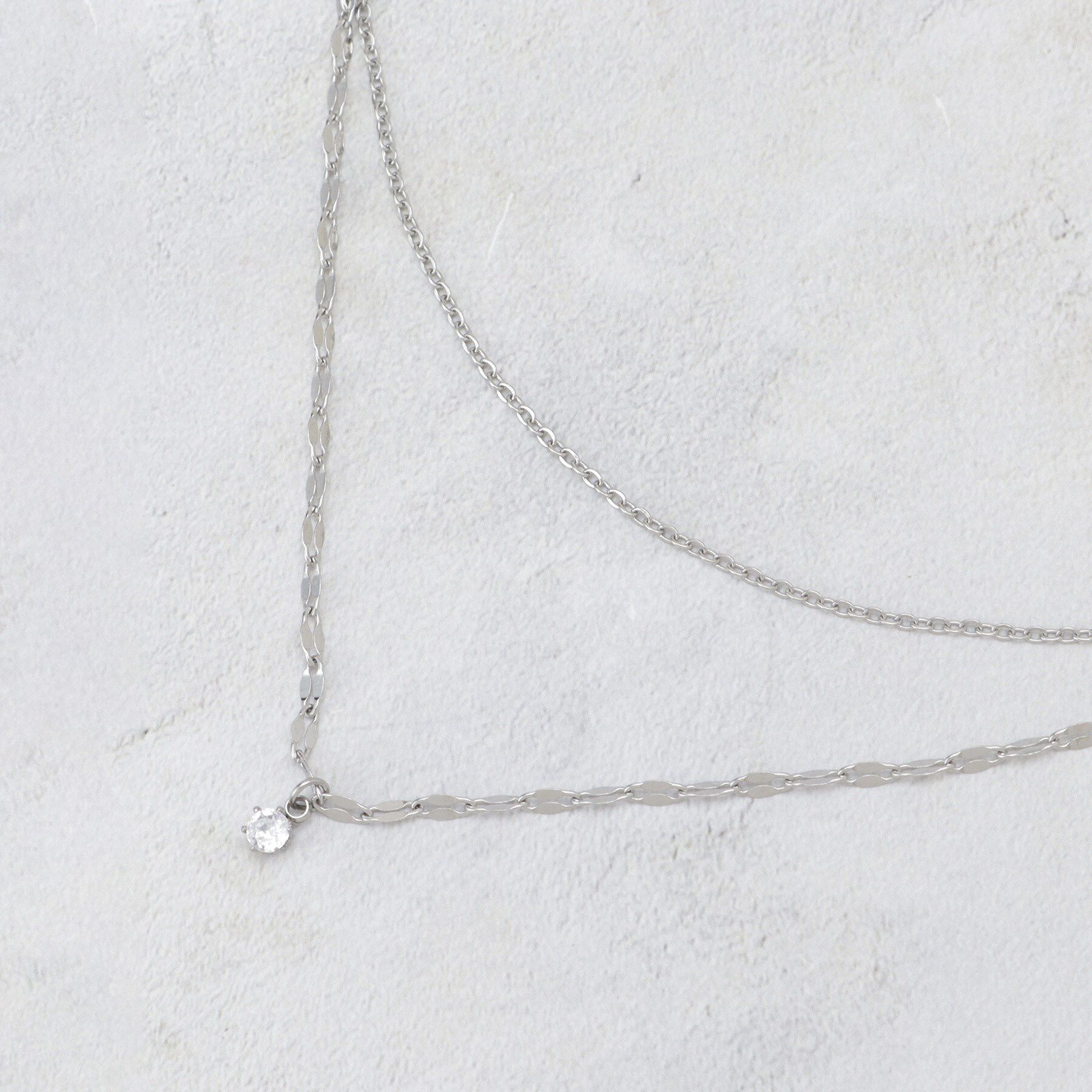 OPAQUE.CLIP「【ステンレス】チェーン&times;ビジューネックレス」|ネックレス|シルバー(006)