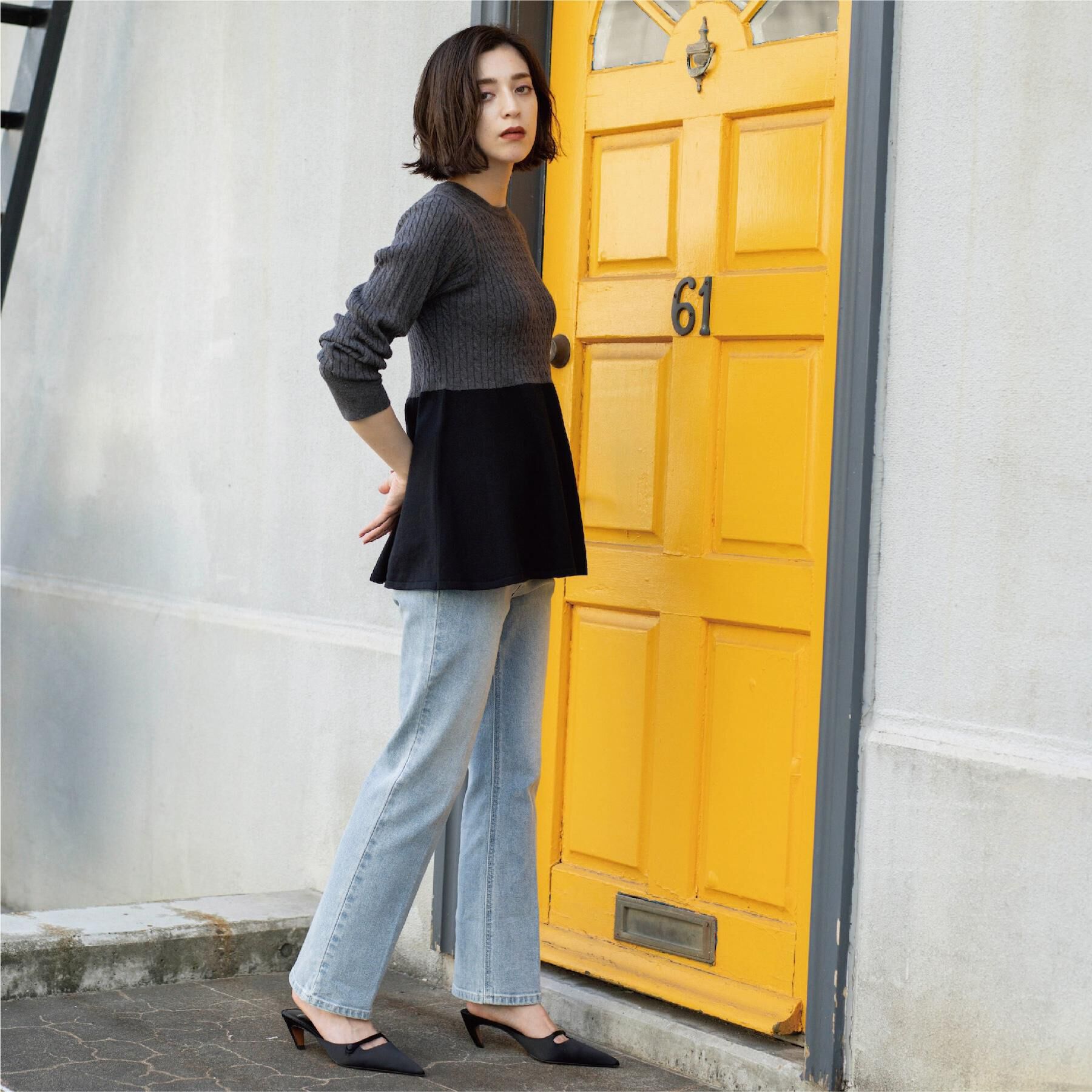 OPAQUE.CLIP「《SS-LLサイズ》ストレッチセミフレアデニム【洗濯機洗い可】」|デニム|