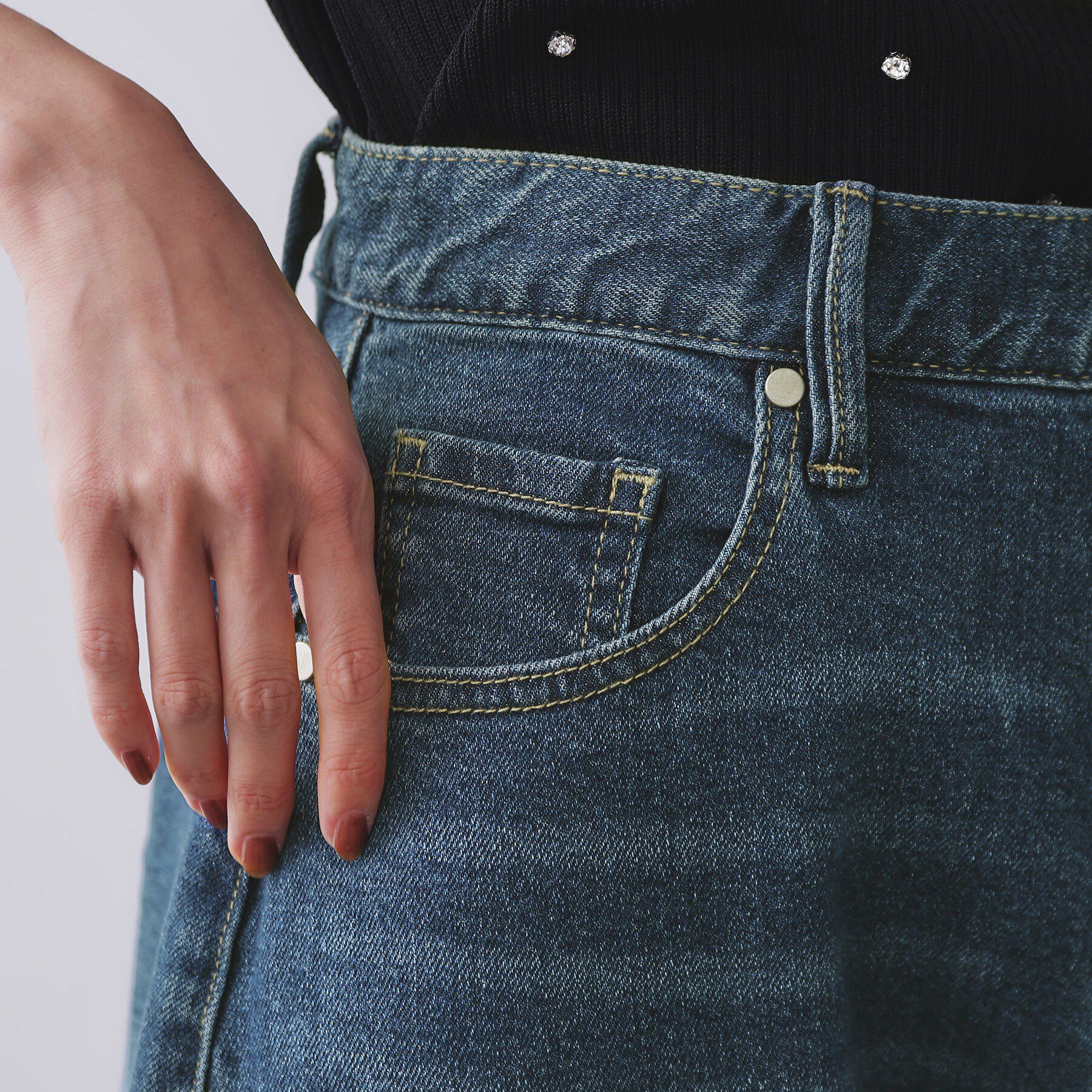 OPAQUE.CLIP「ストレッチバレルレッグデニム【洗濯機洗い可】」|デニム|