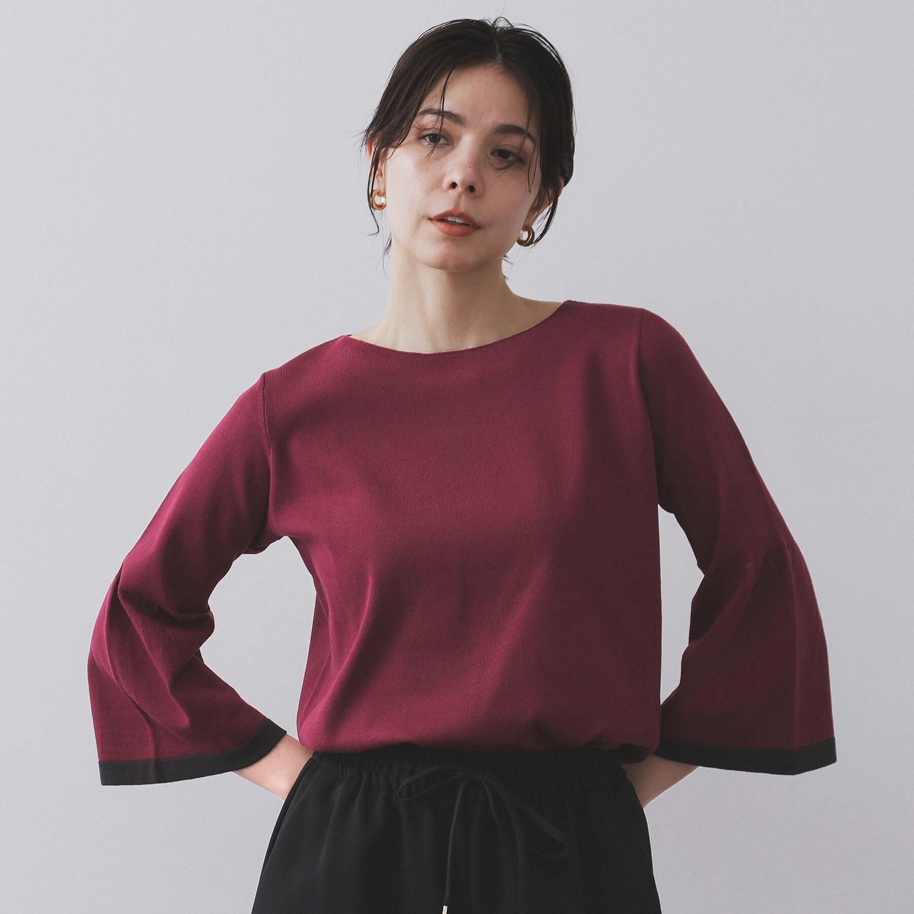 OPAQUE.CLIP「配色フレアスリーブニット【UVケア/洗濯機OK】」|ニット・セーター|