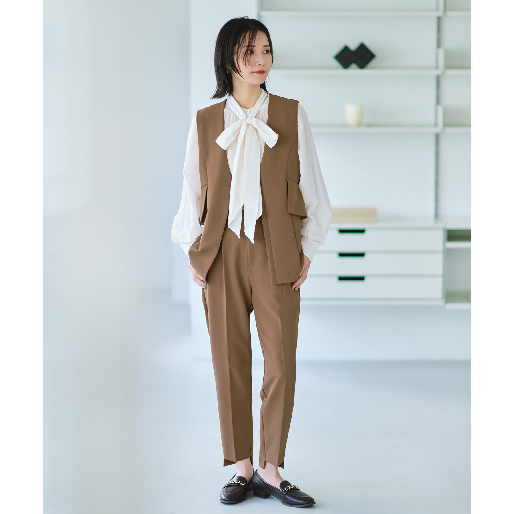 OPAQUE.CLIP「フリルペプラムジレ/セットアップ対応可【洗濯機洗い可】」|ベスト・ジレ|