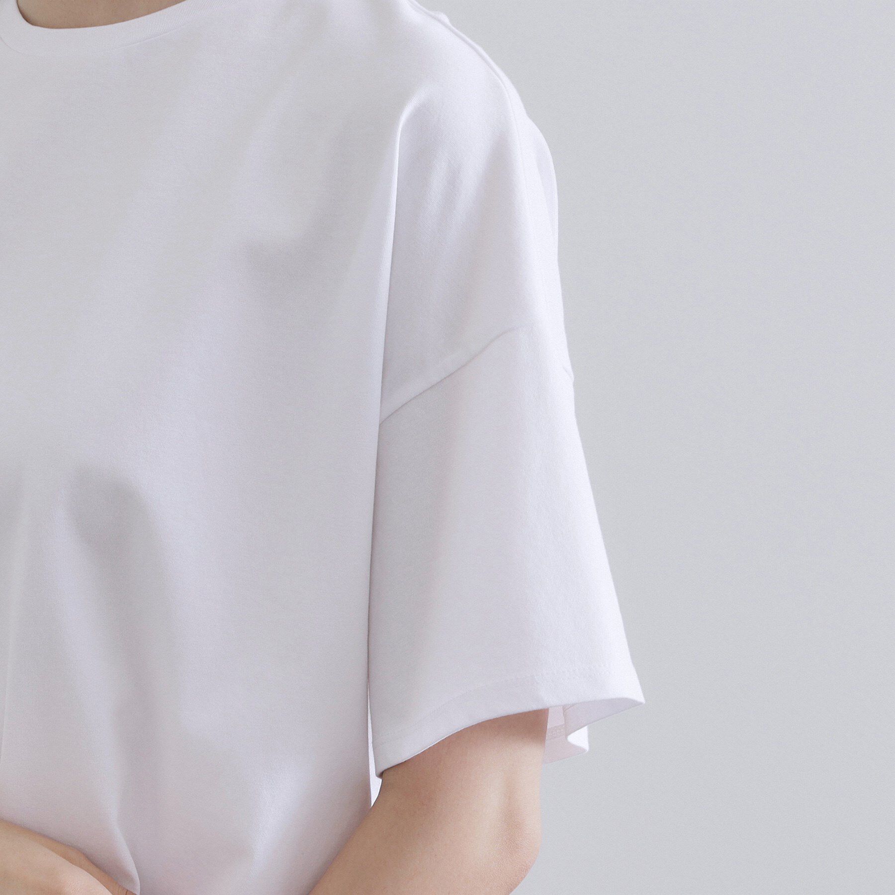 OPAQUE.CLIP「裾シアードッキングボクシーTシャツ【洗濯機洗い可】」|Tシャツ・カットソー|