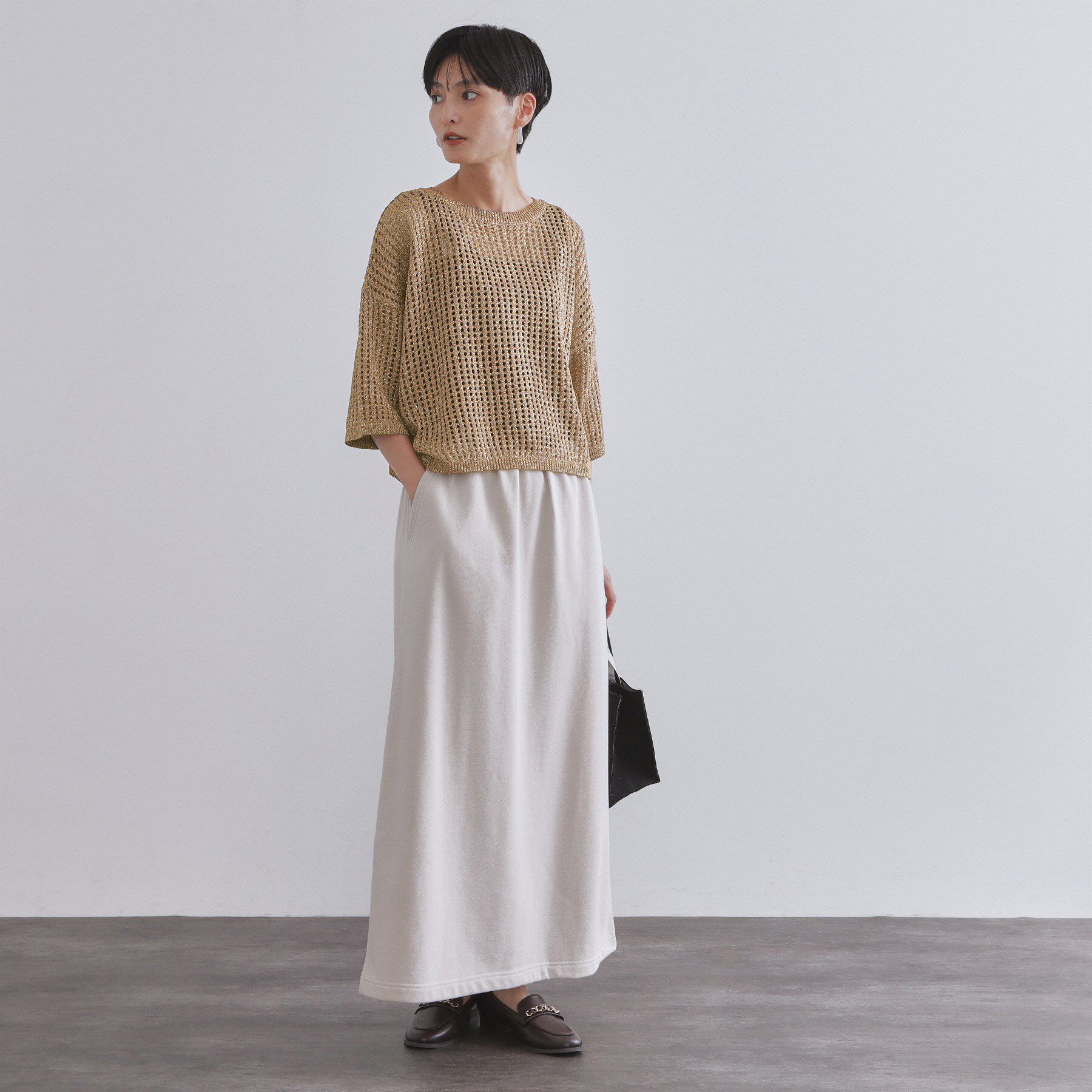 OPAQUE.CLIP「2WAY ラメメッシュニット【洗濯機洗い可/抗ピル】」|ニット・セーター|