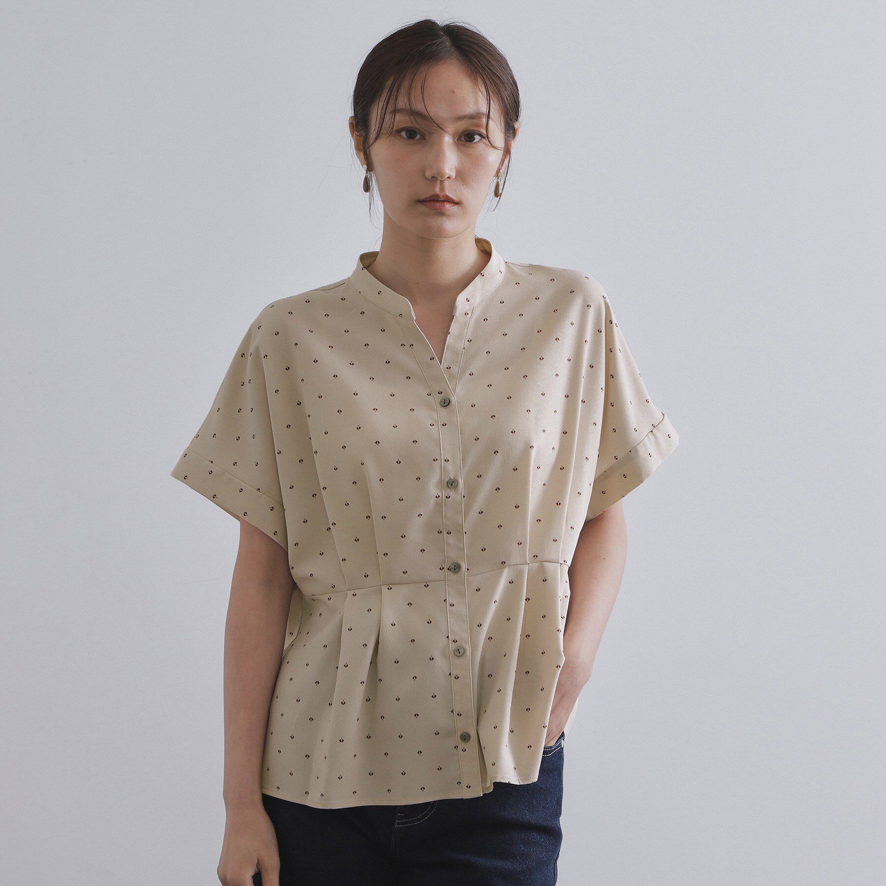 OPAQUE.CLIP「プリントペプラムブラウス【洗濯機洗い可】」|シャツ・ブラウス|