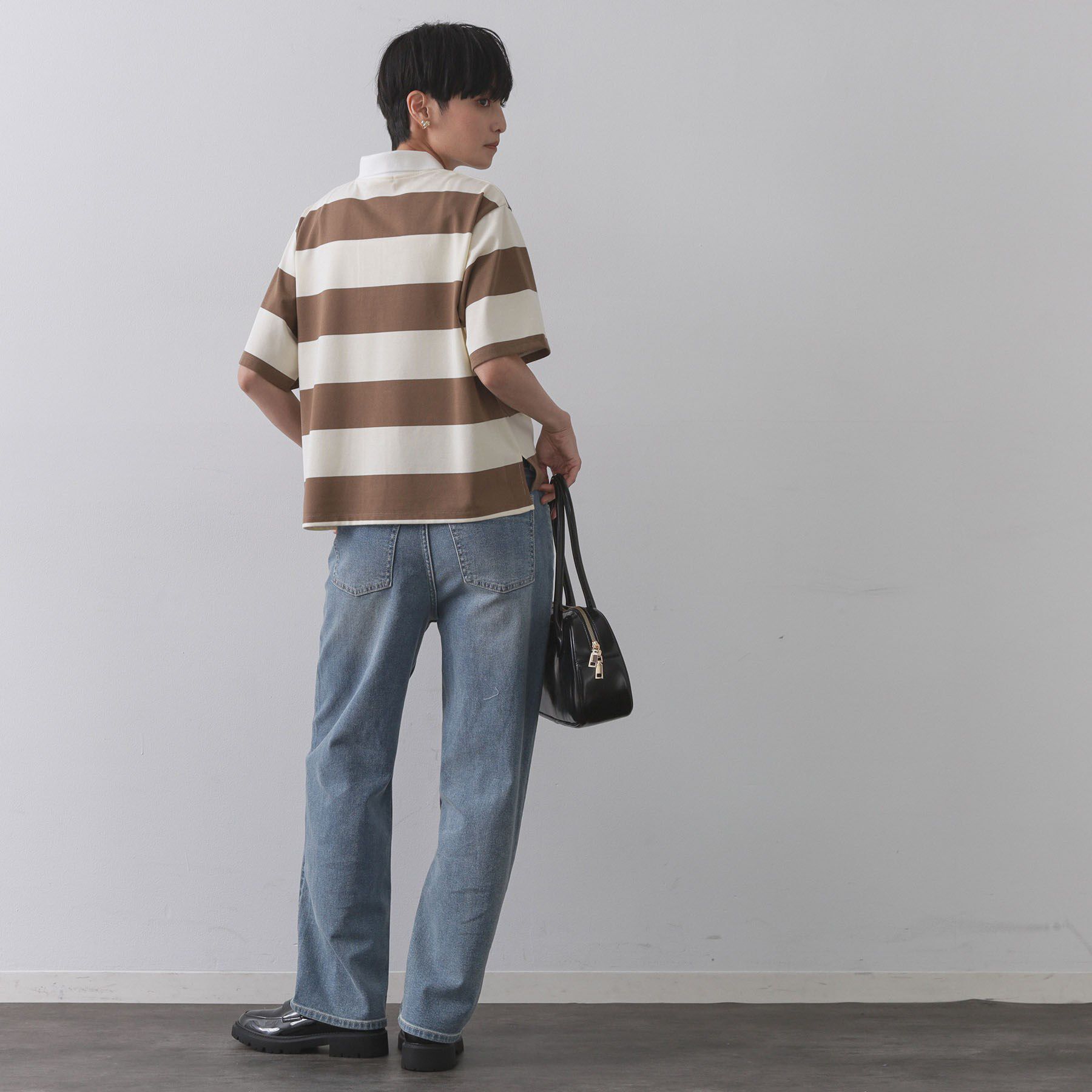 OPAQUE.CLIP「カラーボーダーポロカットソー【洗濯機洗い可】」|ポロシャツ|