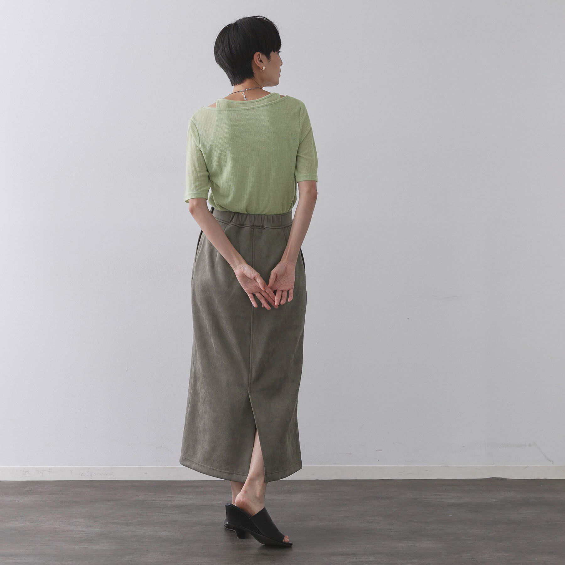 OPAQUE.CLIP「スエードライクナロースカート【洗濯機洗い可】」|スカート|