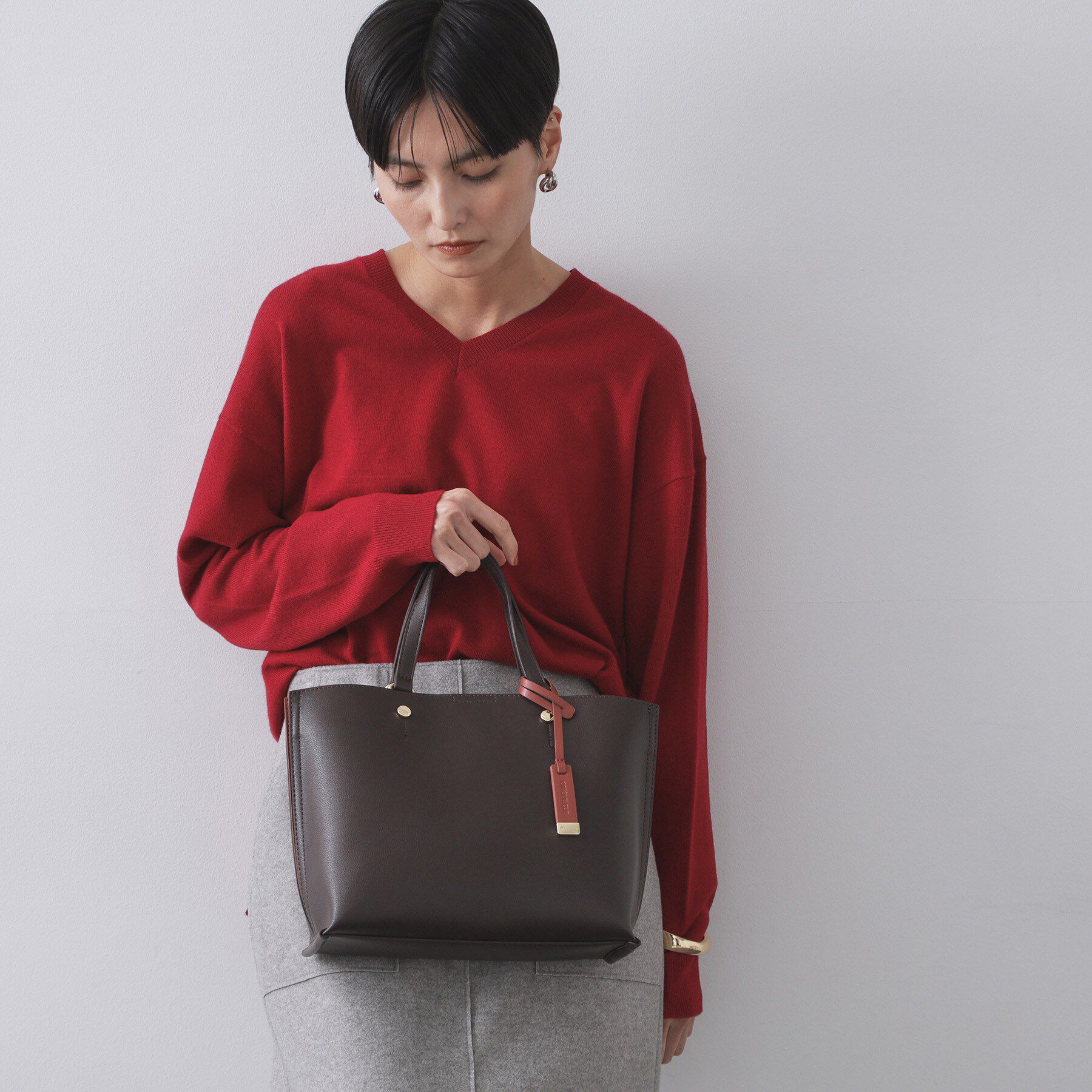 OPAQUE.CLIP「【2WAY/名品】バイカラー3層ミドルトートバッグ」|トートバッグ|