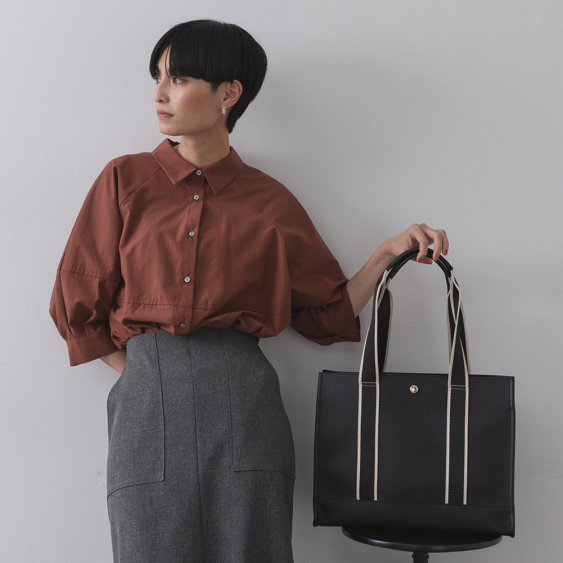 OPAQUE.CLIP「【3層仕様/A4サイズ対応】ラインテープスクエアトートバッグ」|トートバッグ|