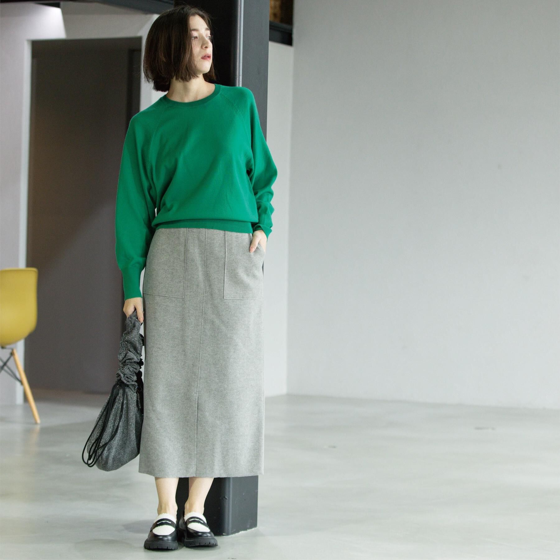 OPAQUE.CLIP「ラグランクルーネックニット/エクストラファインメリノウール【THEシリーズ/洗濯機OK】《6col/」|ニット・セーター|