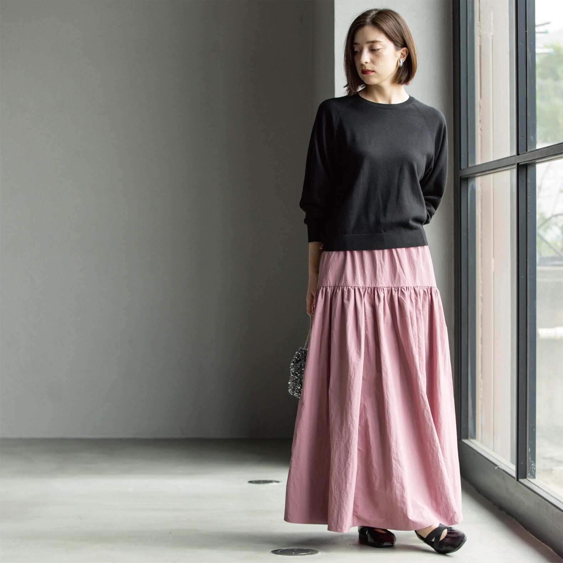 OPAQUE.CLIP「ラグランクルーネックニット/エクストラファインメリノウール【THEシリーズ/洗濯機OK】《6col/」|ニット・セーター|