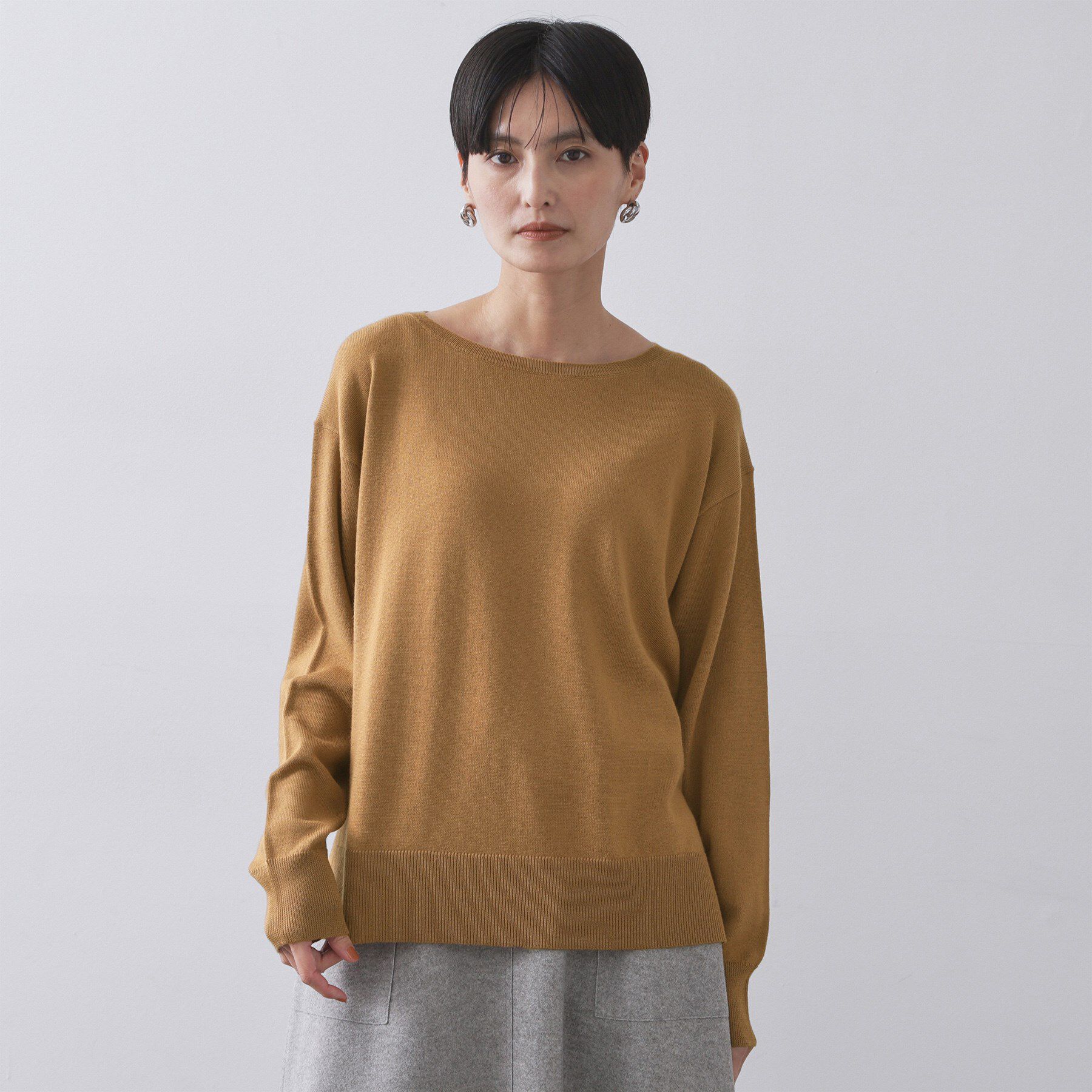 OPAQUE.CLIP「ボートネックニット/エクストラファインメリノウール【THEシリーズ/洗濯機OK】」|ニット・セーター|