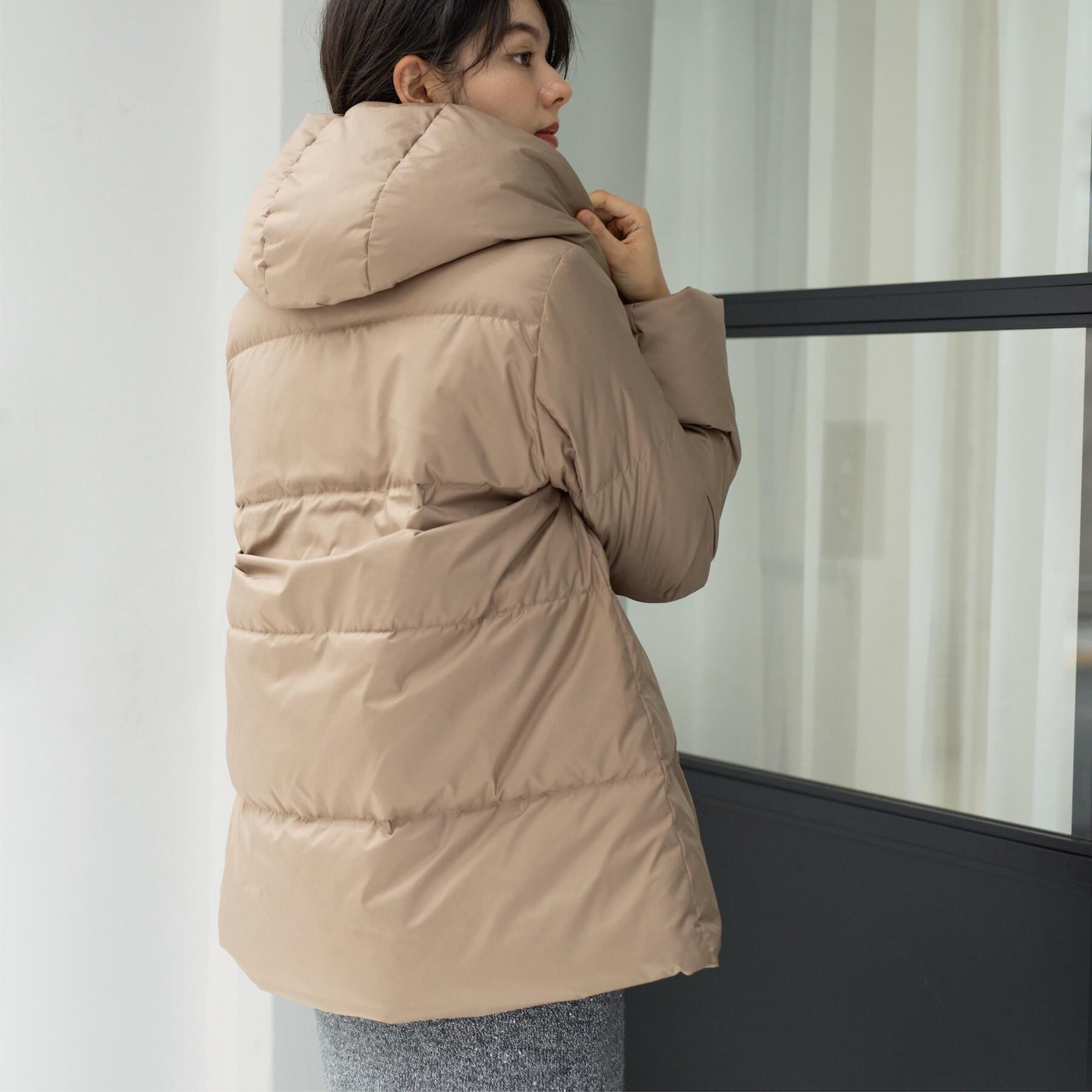 OPAQUE.CLIP「撥水フードミドルダウンコート【防風/抗菌防臭/洗濯機OK】《S～LL》」|ダウン|