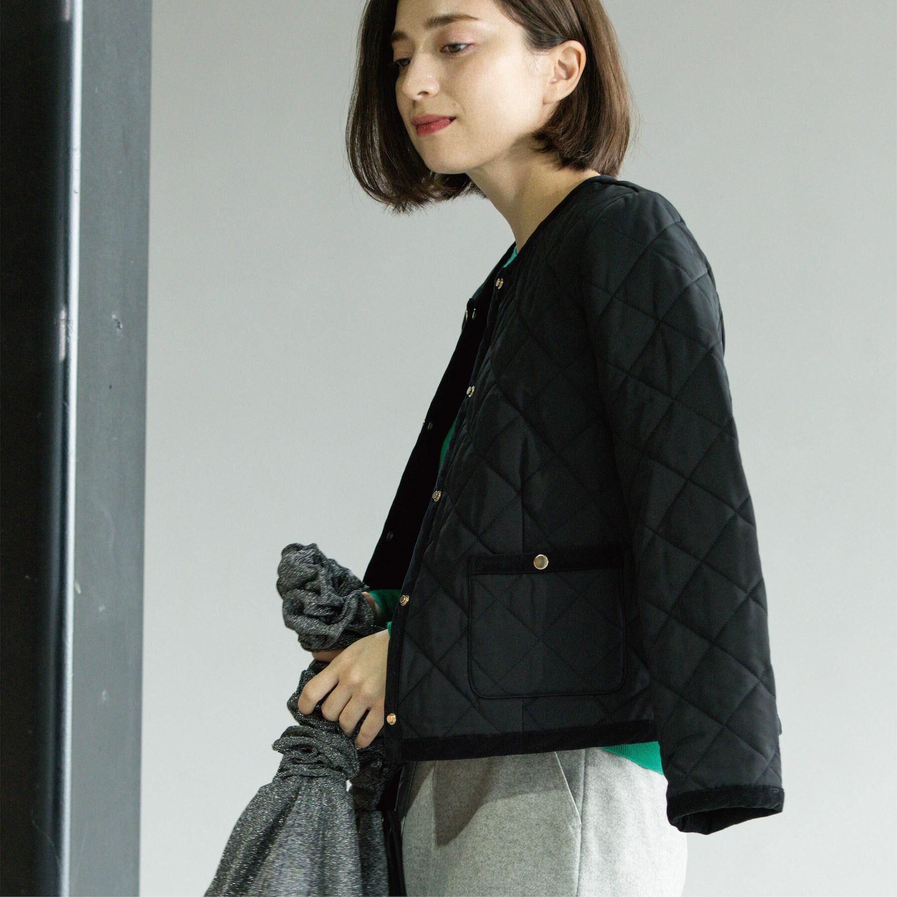 OPAQUE.CLIP「撥水キルティングノーカラージャケット【洗濯機洗い可】」|ノーカラージャケット|