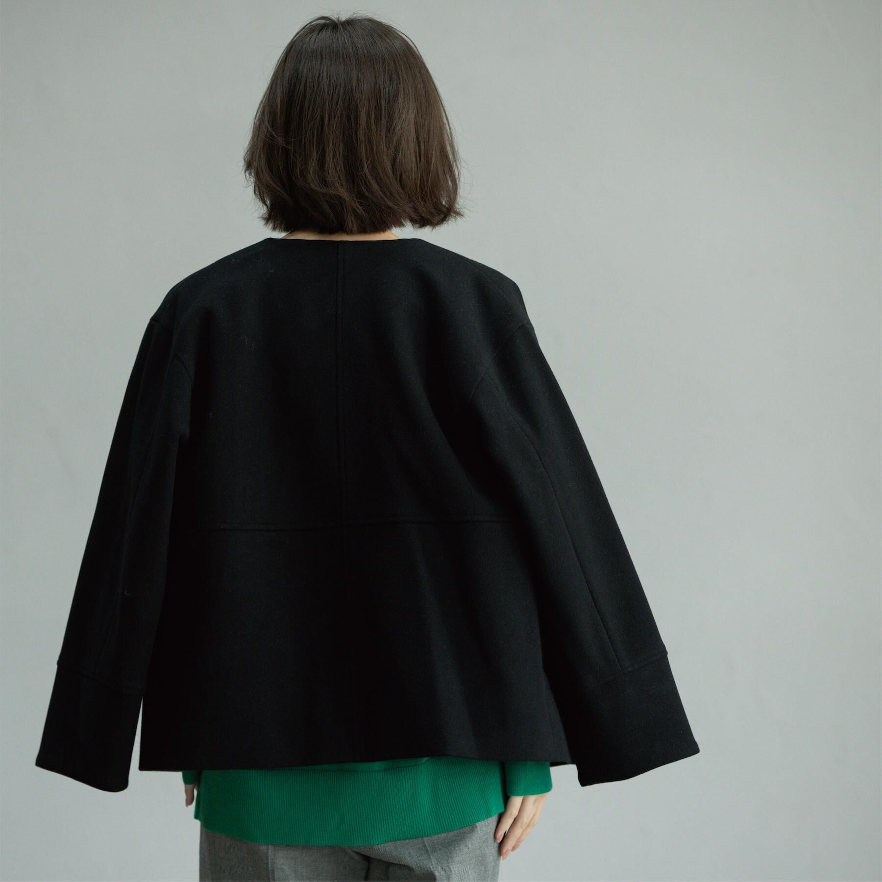 OPAQUE.CLIP「ウールライクメルトンノーカラーコート【洗濯機洗い可】」|ノーカラーコート|