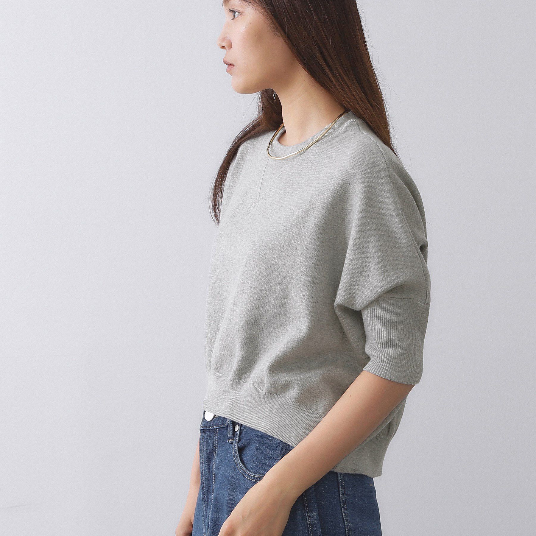 OPAQUE.CLIP「スウェットライクドルマンスリーブニット【洗濯機洗い可】」|ニット・セーター|