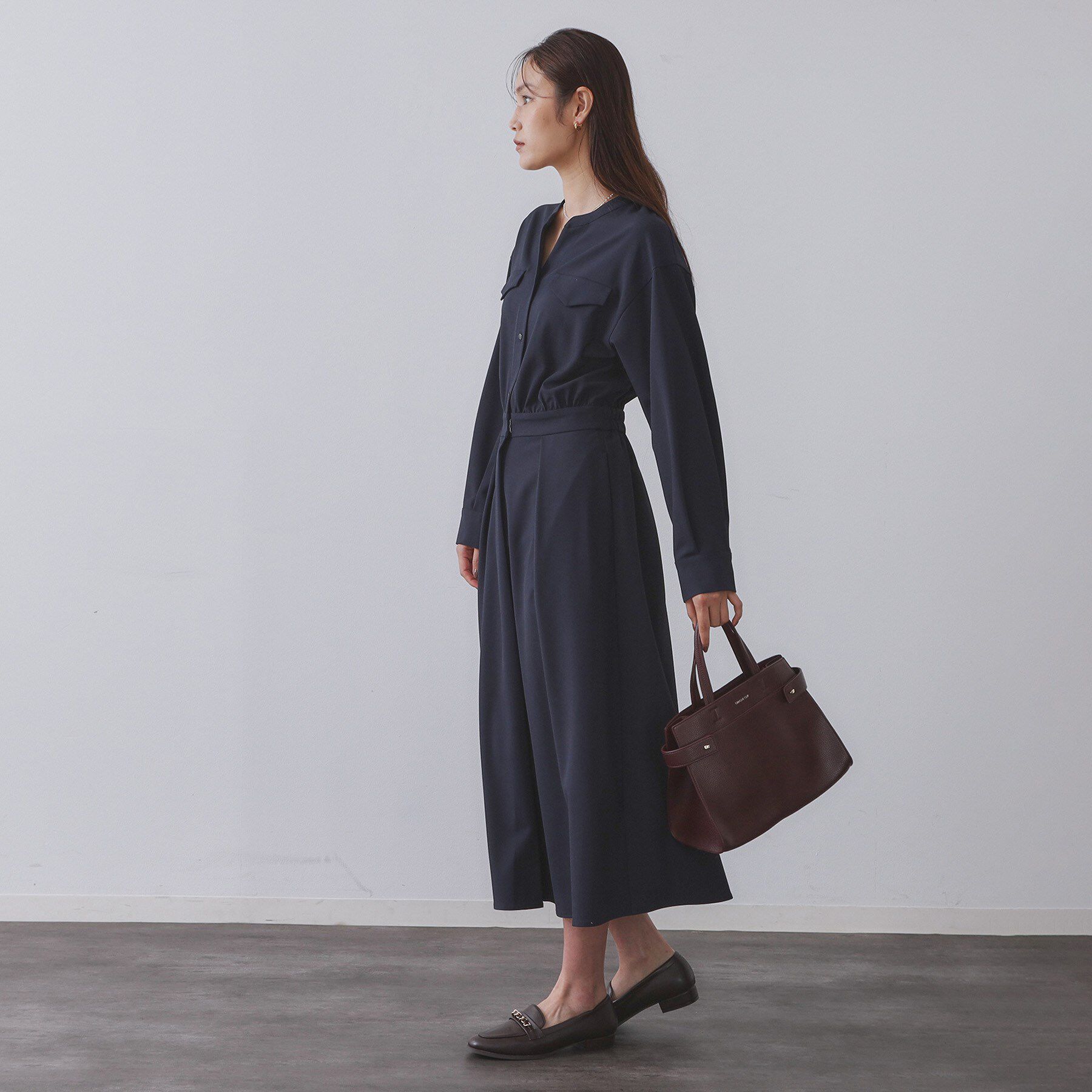 OPAQUE.CLIP「ウールライクフィット＆フレアワンピース【洗濯機OK】」|ワンピース|