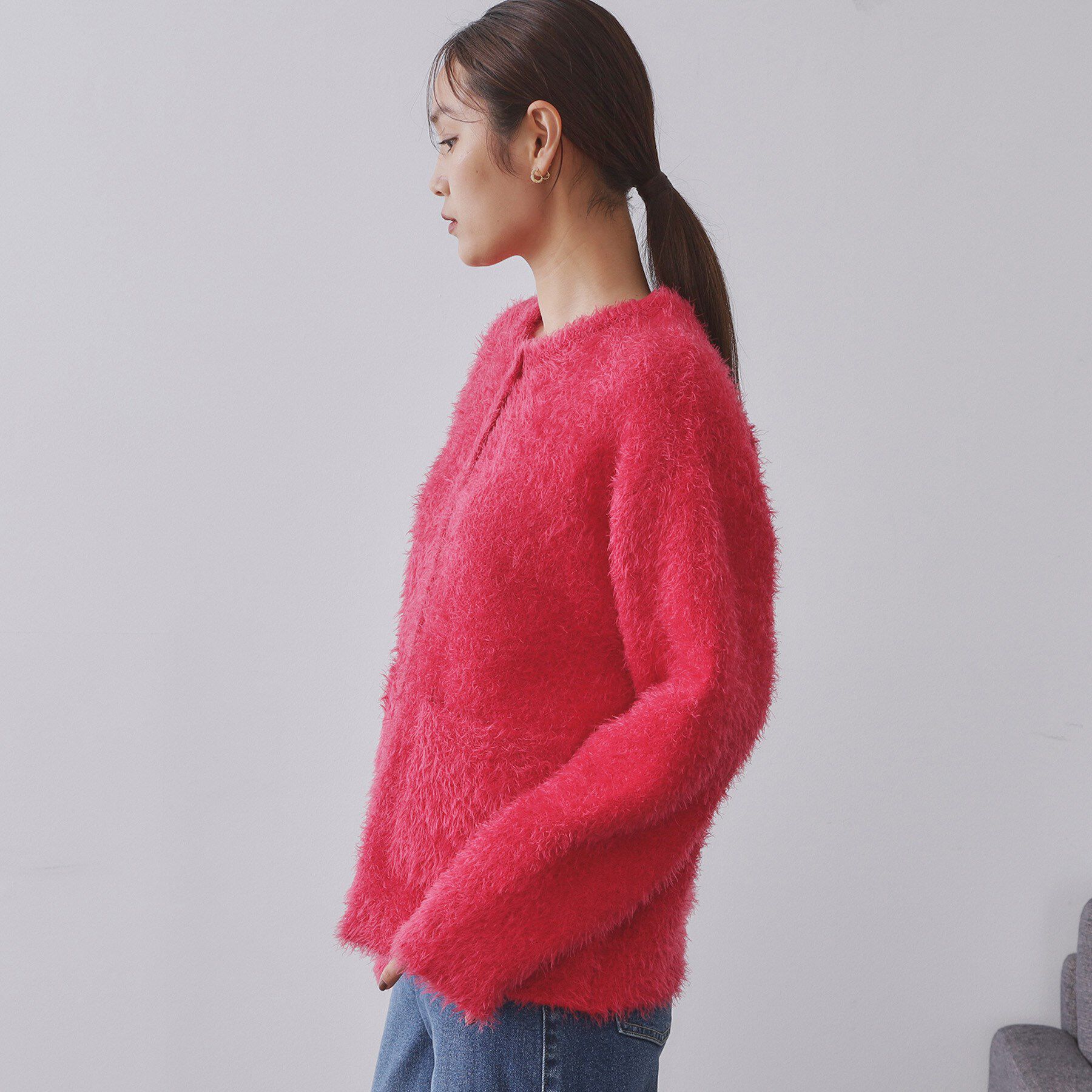 OPAQUE.CLIP「シャギーミドルカーディガン【洗濯機OK】《6col》」|カーディガン|