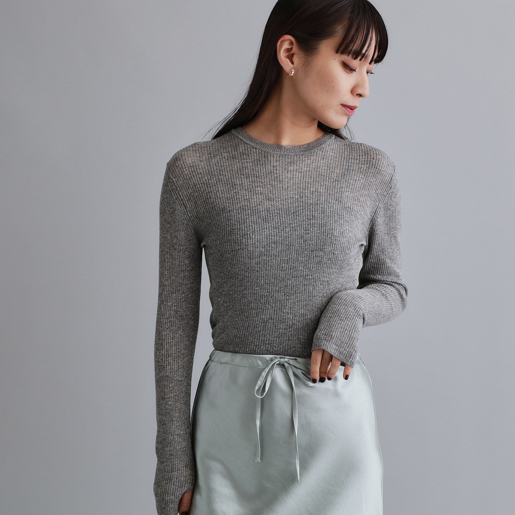 OPAQUE.CLIP「【es】ラメスパンコールリブニット【洗える】」|ニット・セーター|