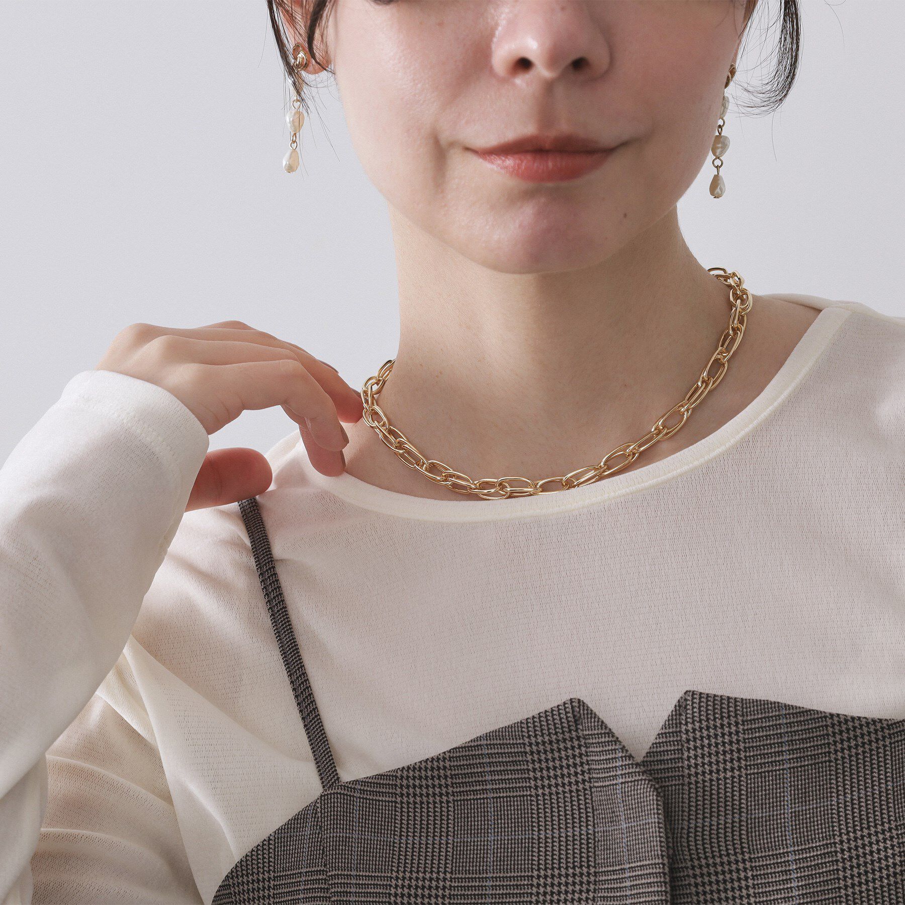 OPAQUE.CLIP「ボリュームダブルチェーンネックレス」|ネックレス|
