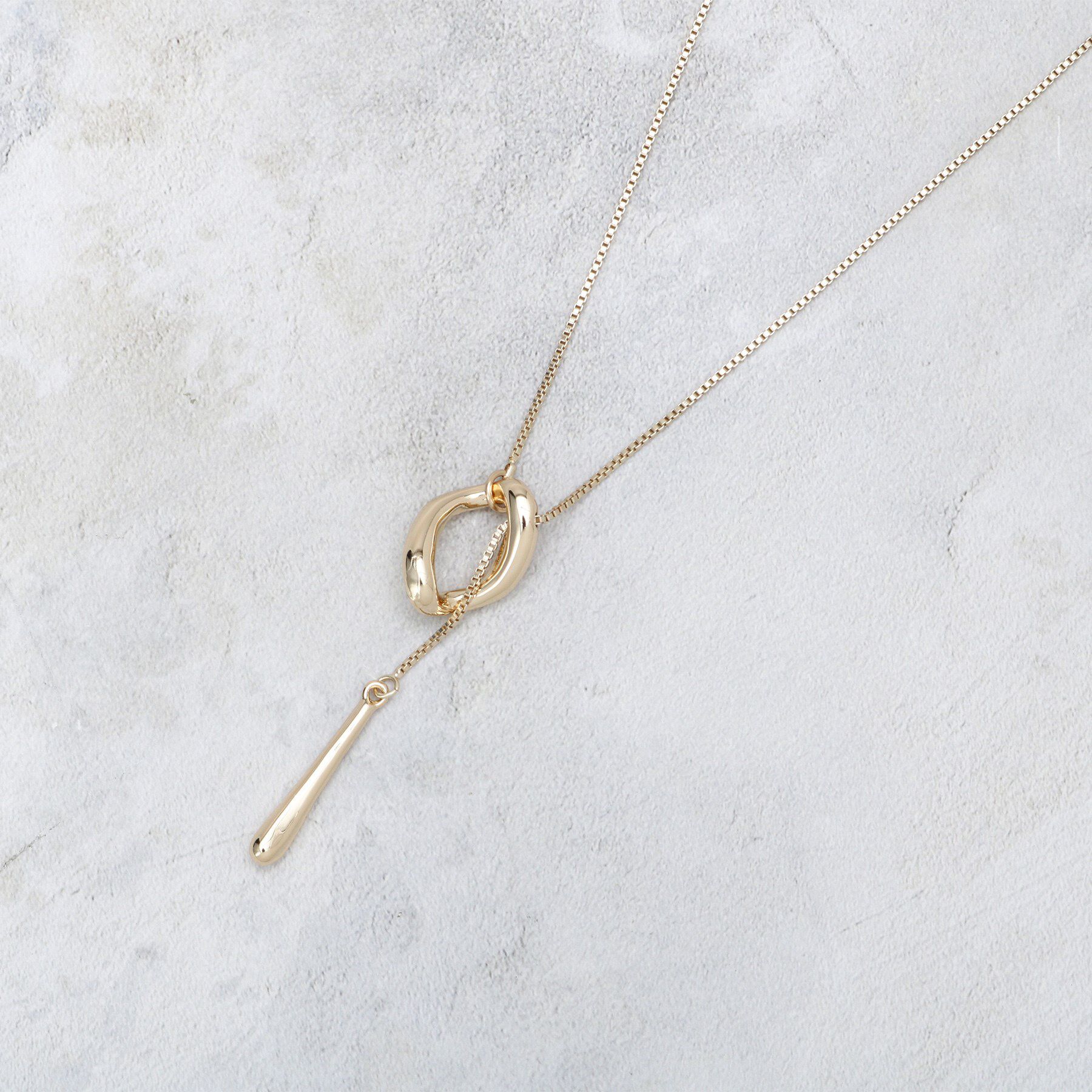 OPAQUE.CLIP「Y字リングしずくメタルネックレス」|ネックレス|