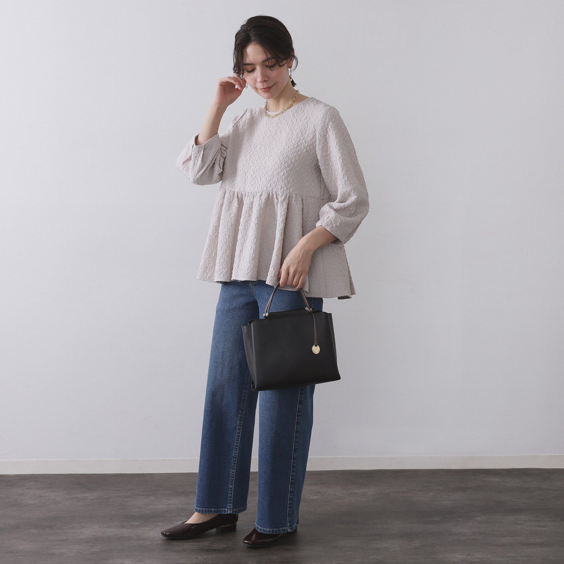 OPAQUE.CLIP「《BAILA掲載》3層仕様バイカラー合皮ミドルトートバッグ【軽量／2WAY】」|トートバッグ|