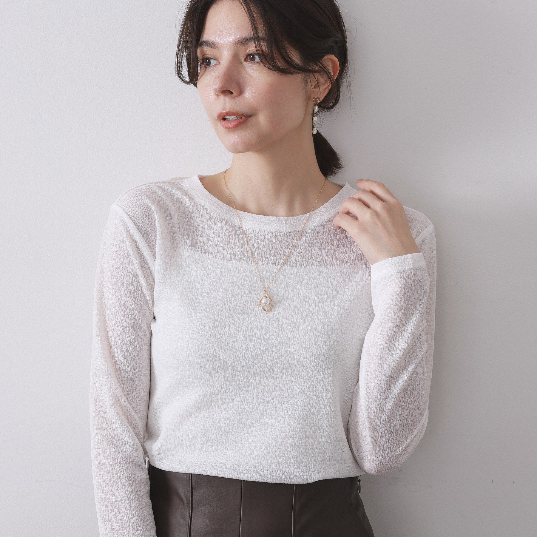 OPAQUE.CLIP「ニュアンスメタルリング&times;フェイクパールネックレス」|ネックレス|