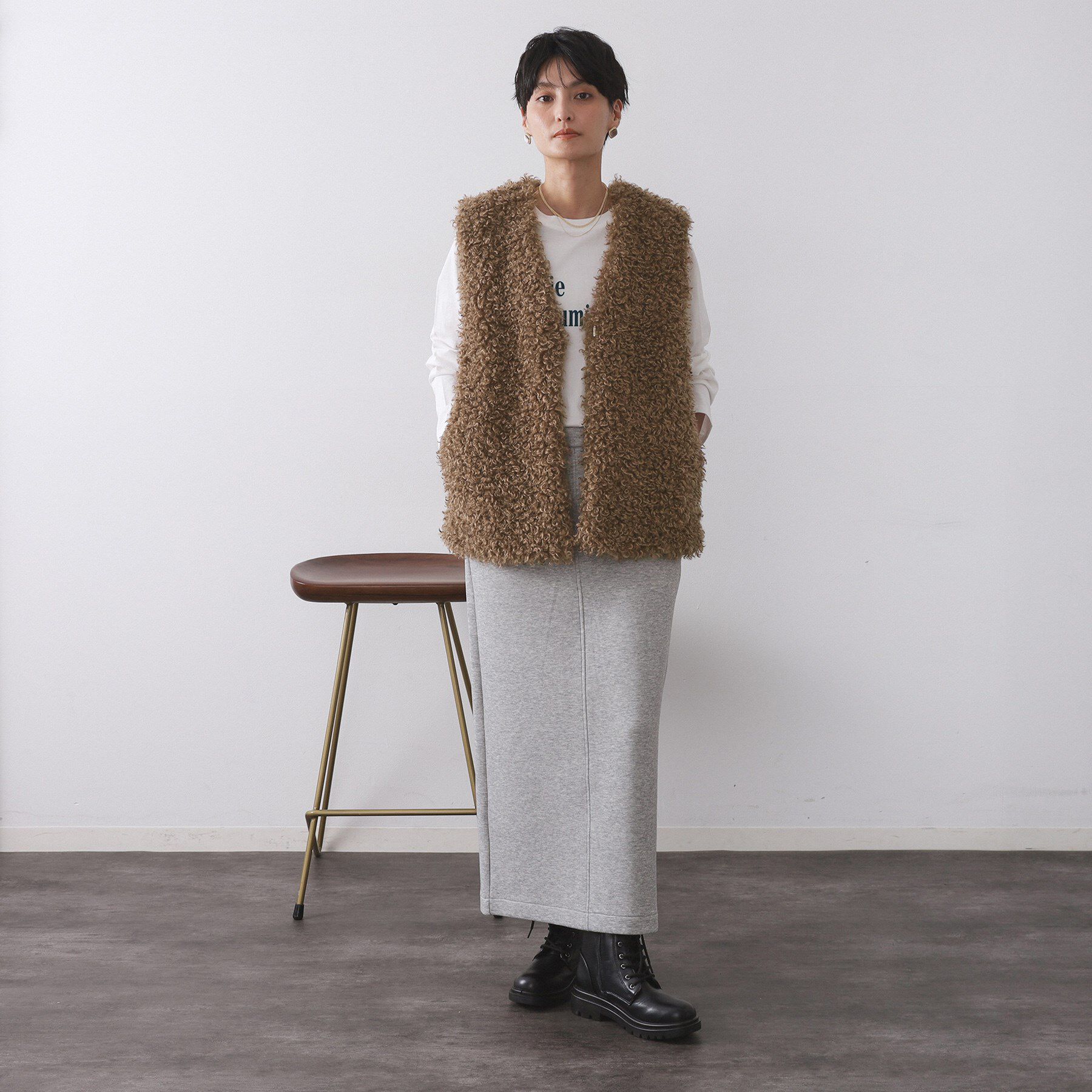 OPAQUE.CLIP「カーリーフェイクファーベスト【洗濯機OK】」|ベスト・ジレ|