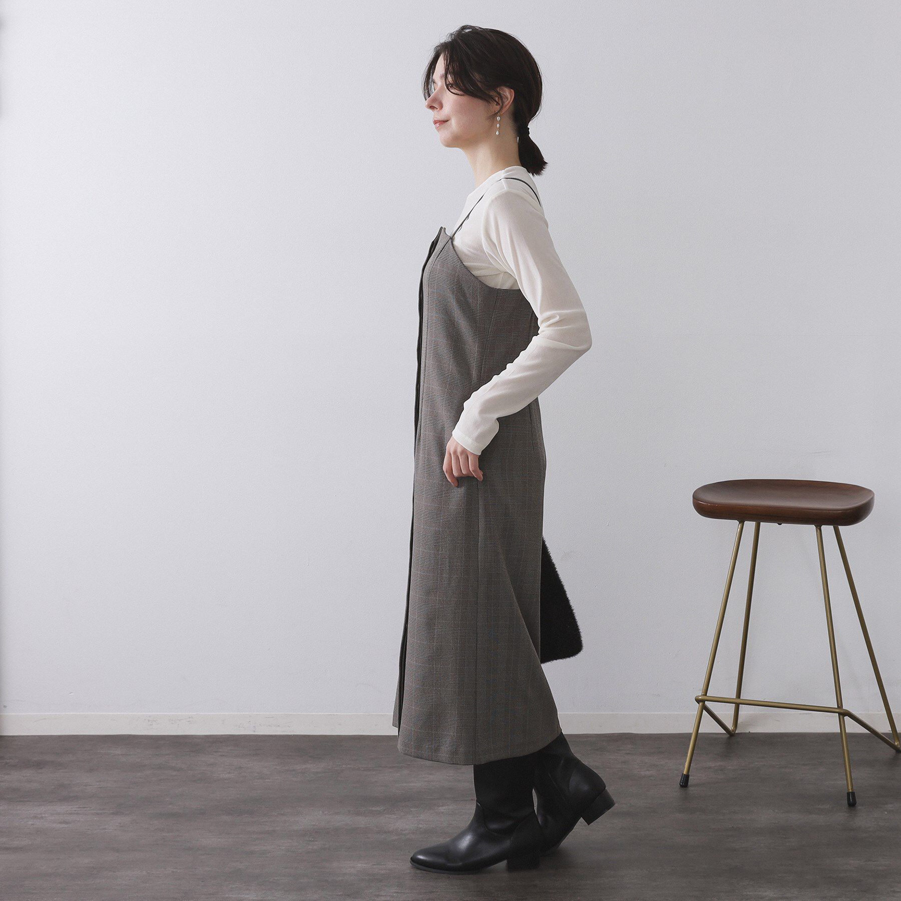 OPAQUE.CLIP「グレンチェックキャミワンピース/セットアップ対応可【洗濯機OK】」|ワンピース|