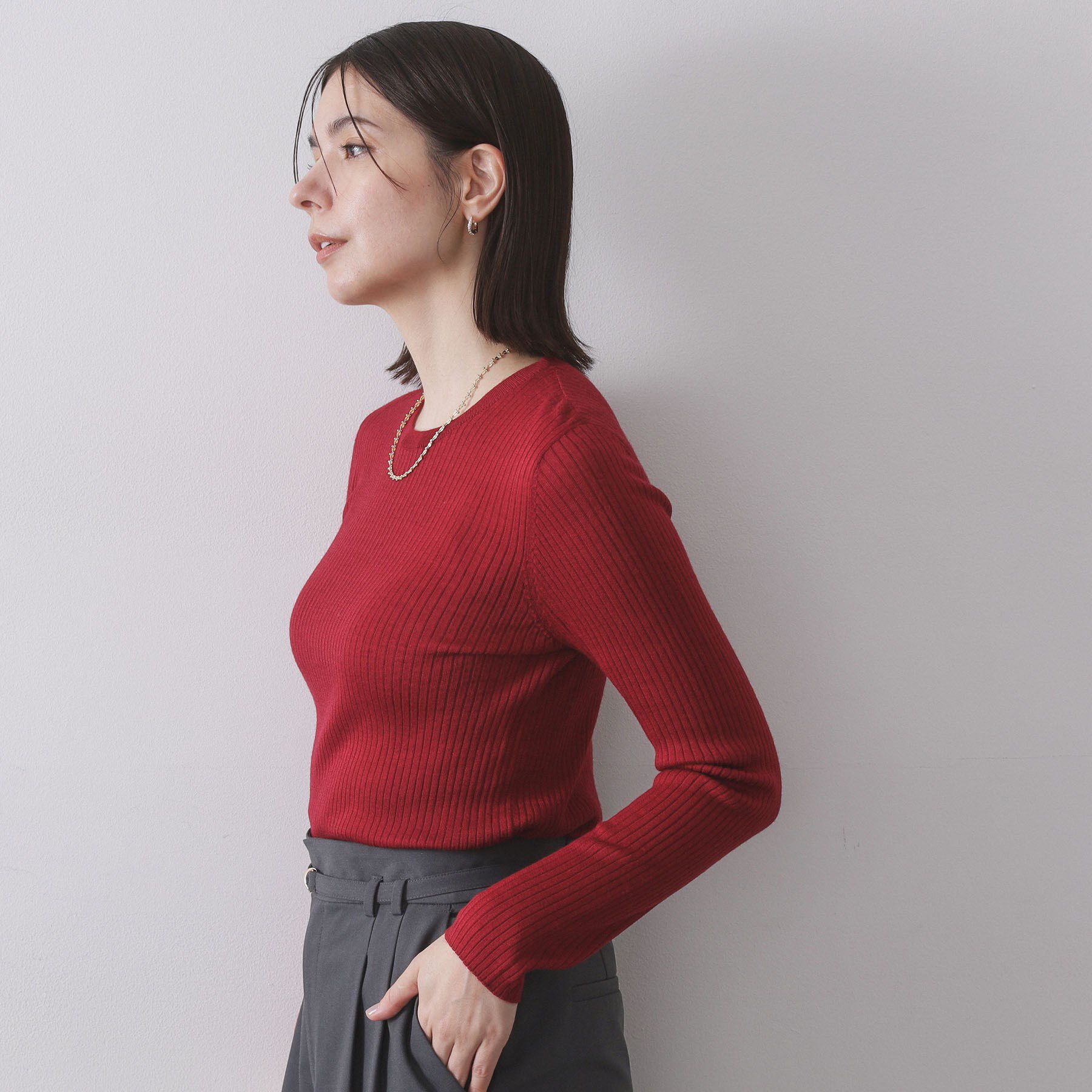 OPAQUE.CLIP「シアーリブニット【洗濯機OK】」|ニット・セーター|