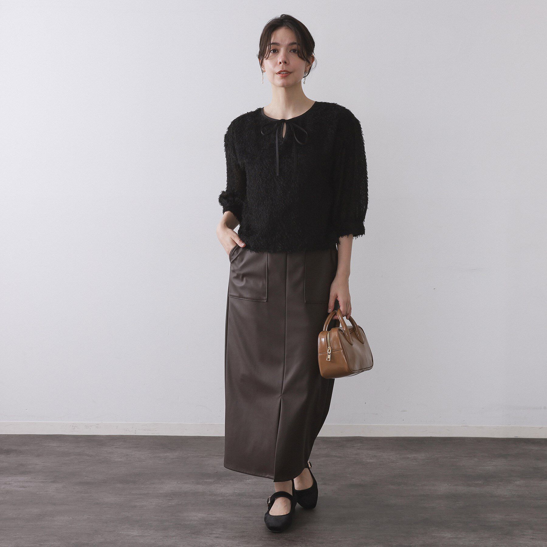 OPAQUE.CLIP「前後2WAY　シアーフリンジジャカードブラウス【洗濯機OK】」|シャツ・ブラウス|