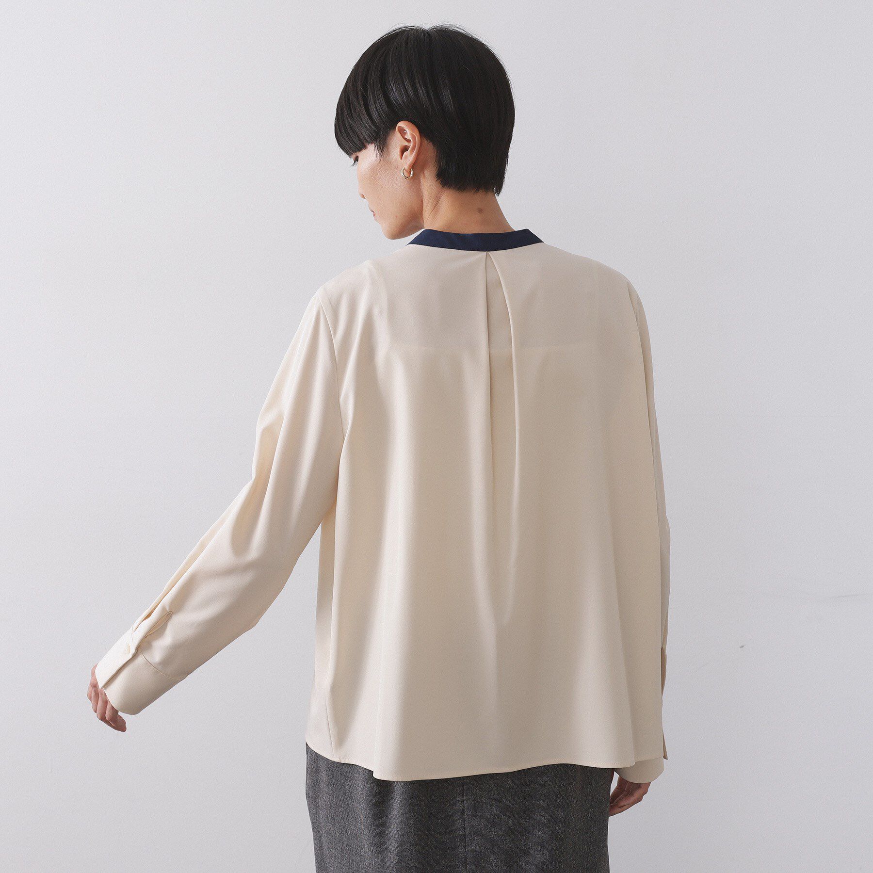 OPAQUE.CLIP「バイカラーボウタイブラウス【洗濯機OK】」|シャツ・ブラウス|