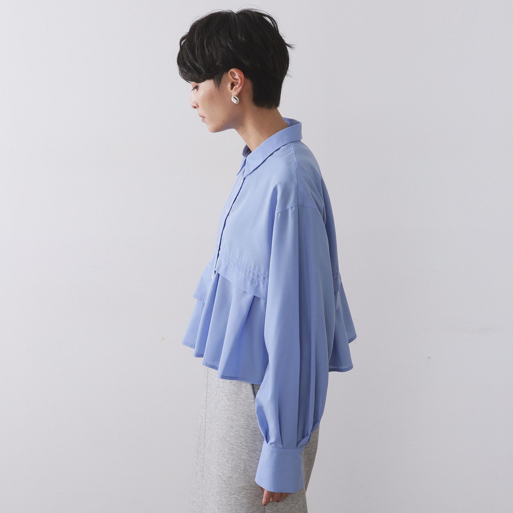 OPAQUE.CLIP「ピンタックフリルショートシャツ【洗濯機OK】」|シャツ・ブラウス|