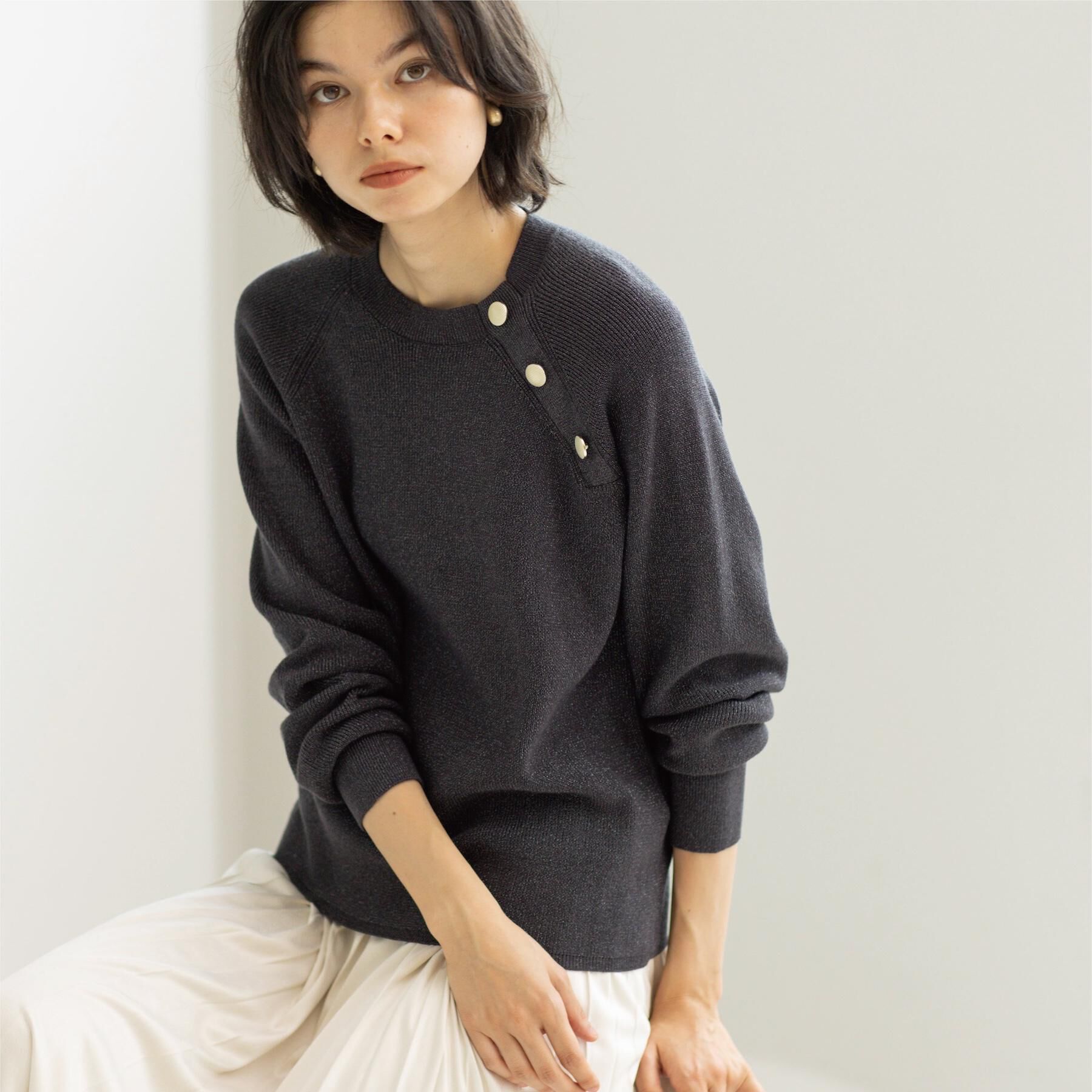 OPAQUE.CLIP「ボタンデザインラメニット【洗濯機OK】」|ニット・セーター|