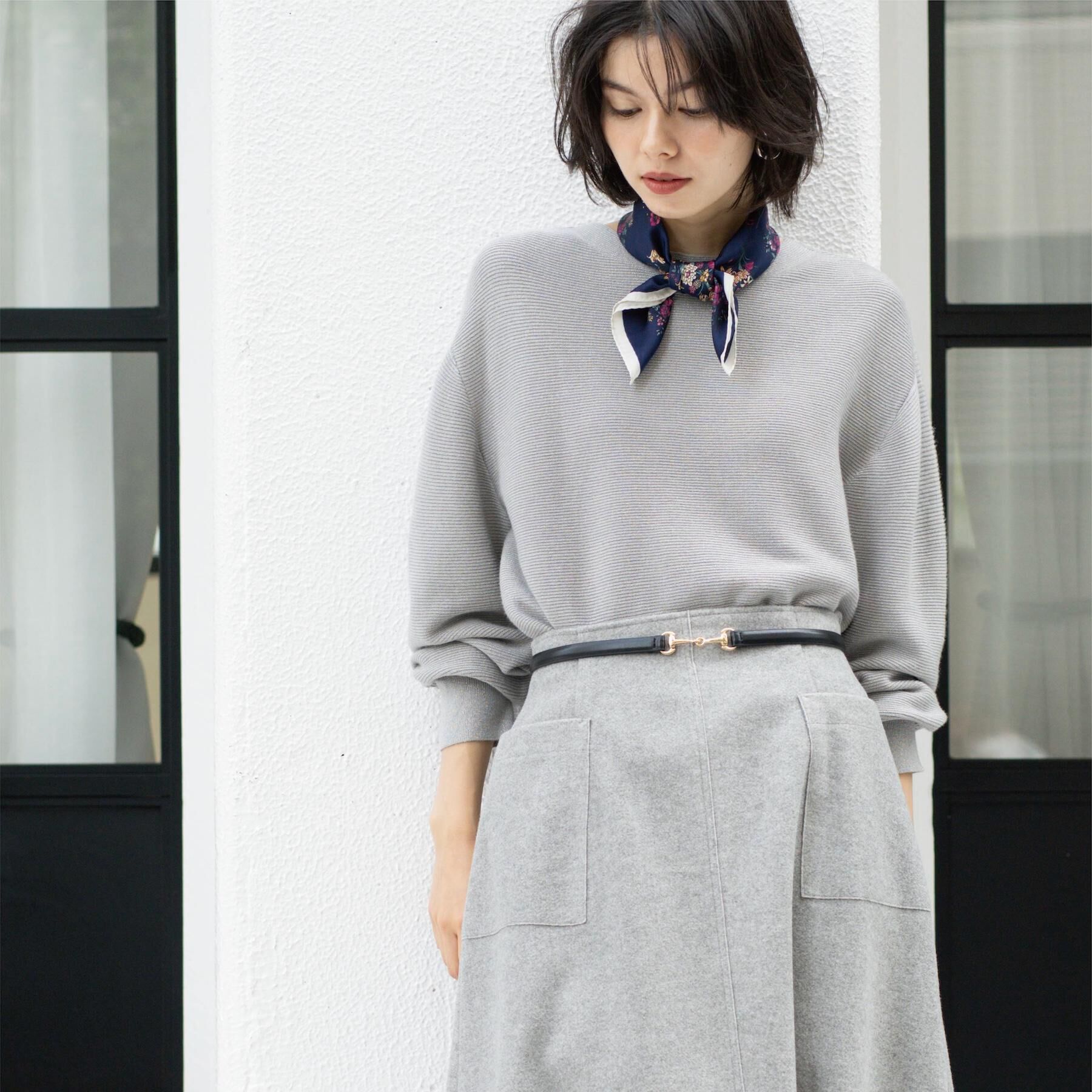 OPAQUE.CLIP「ラメガーターボートネックニット【洗濯機OK】」|ニット・セーター|