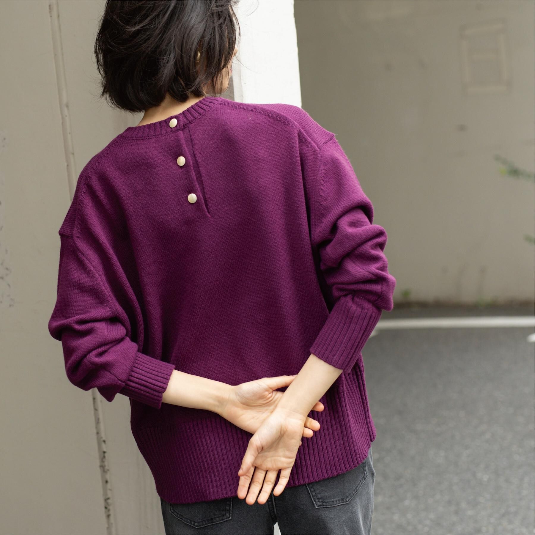 OPAQUE.CLIP「バックボタンリラクシーニット【洗濯機OK】」|ニット・セーター|