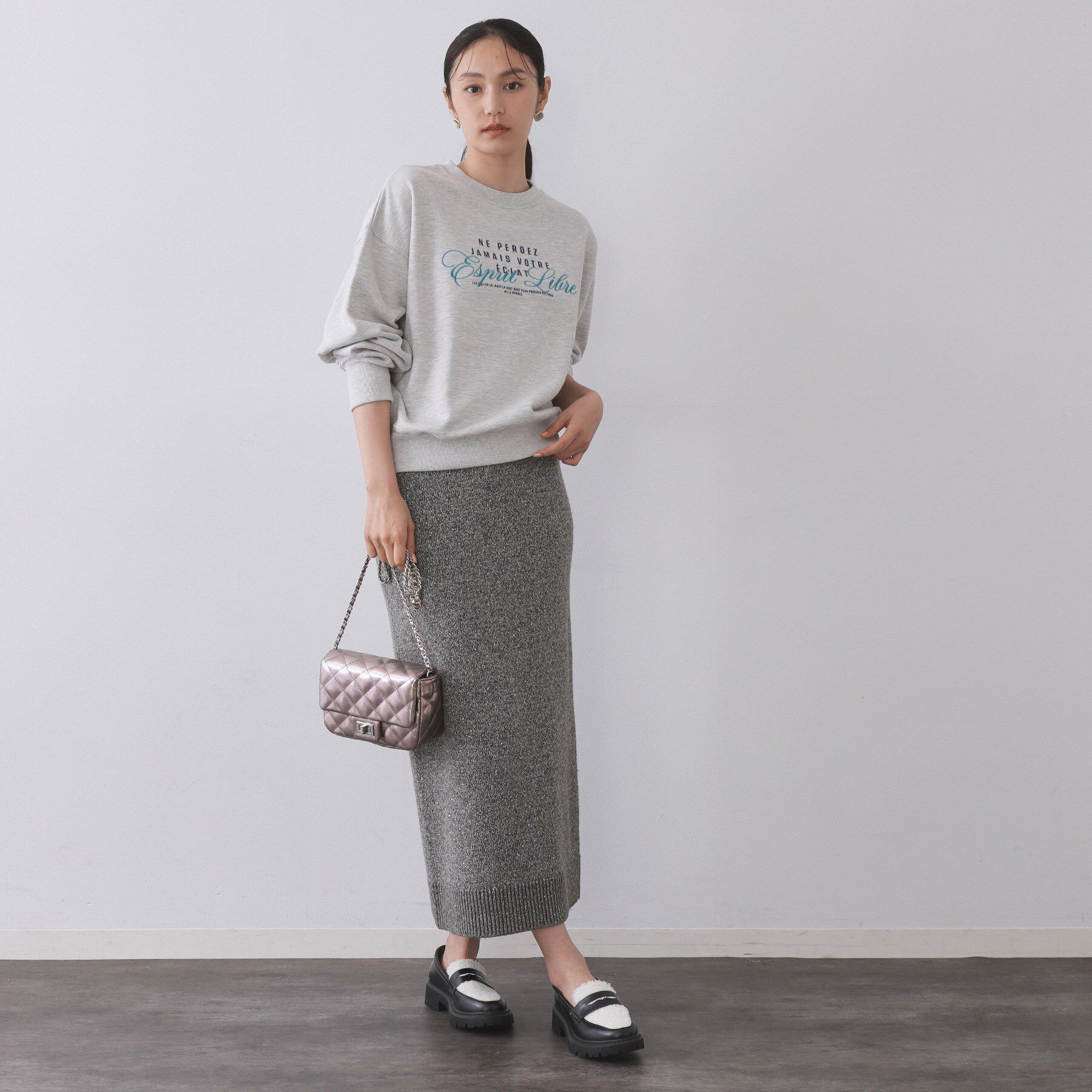 OPAQUE.CLIP「ラメスパンコールナロースカート/セットアップ対応可【洗濯機OK】」|スカート|