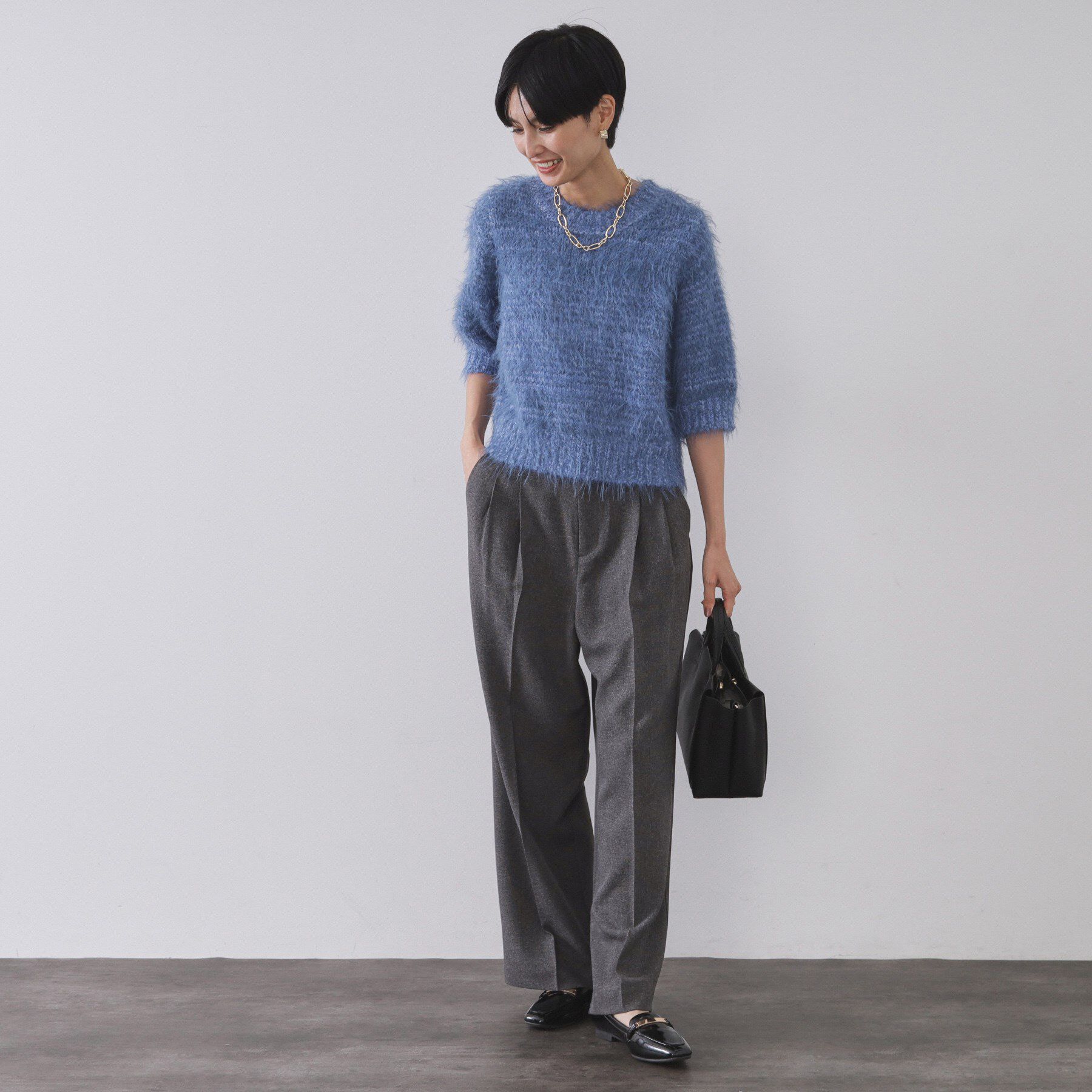 OPAQUE.CLIP「フェザーヤーンニット【洗濯機OK/抗ピル】」|ニット・セーター|