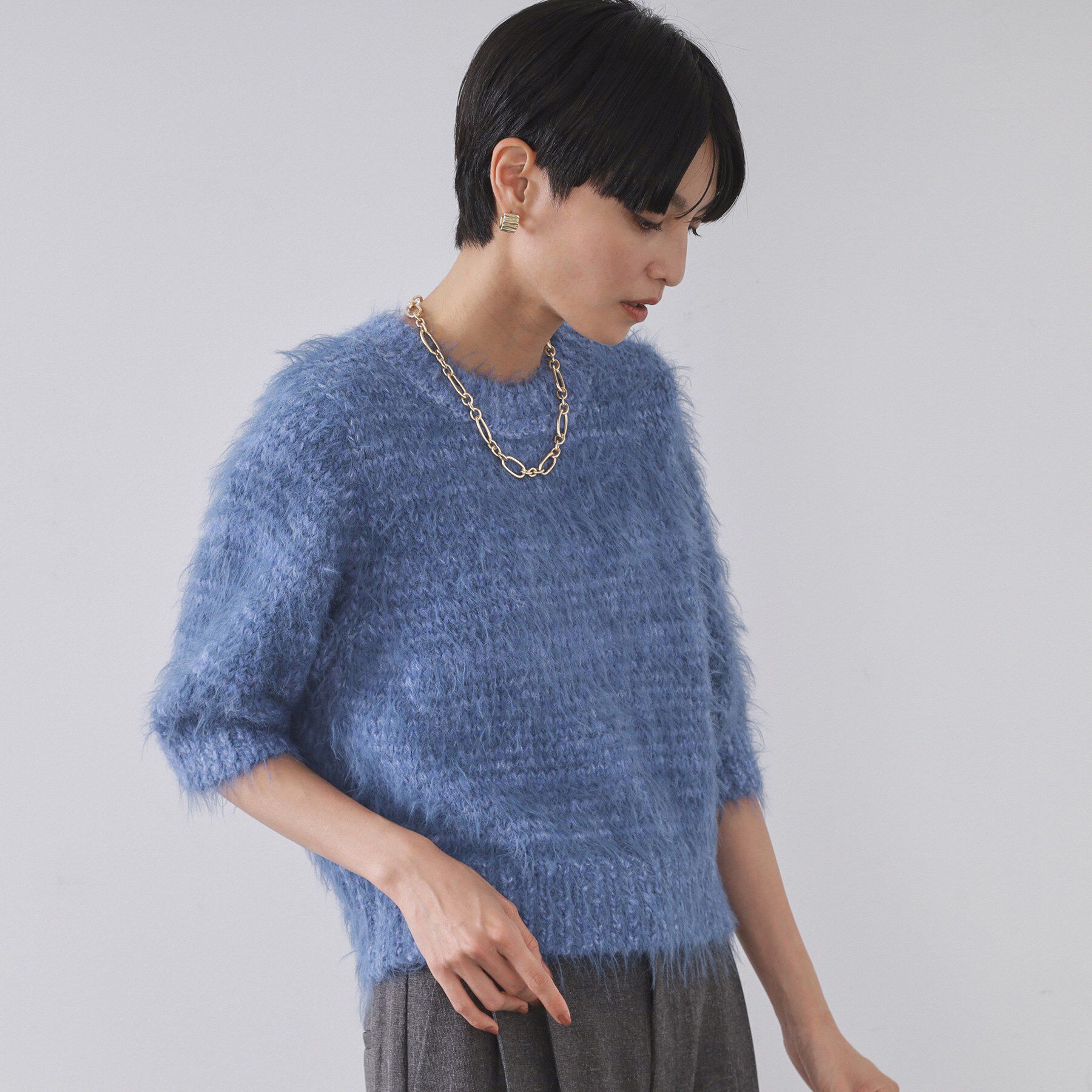 OPAQUE.CLIP「フェザーヤーンニット【洗濯機OK/抗ピル】」|ニット・セーター|