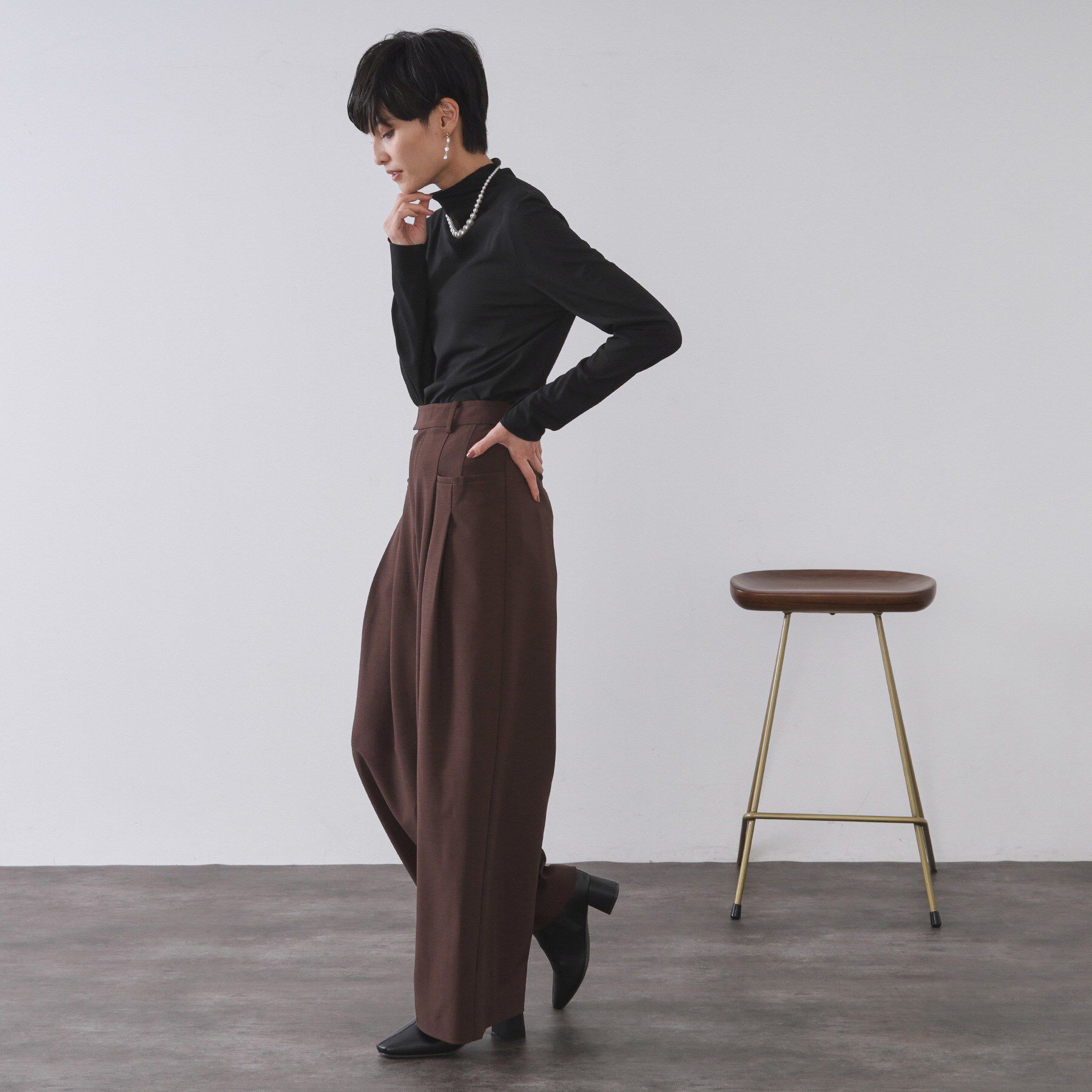 OPAQUE.CLIP「シアーハイネックトップス【洗濯機OK】」|Tシャツ・カットソー|