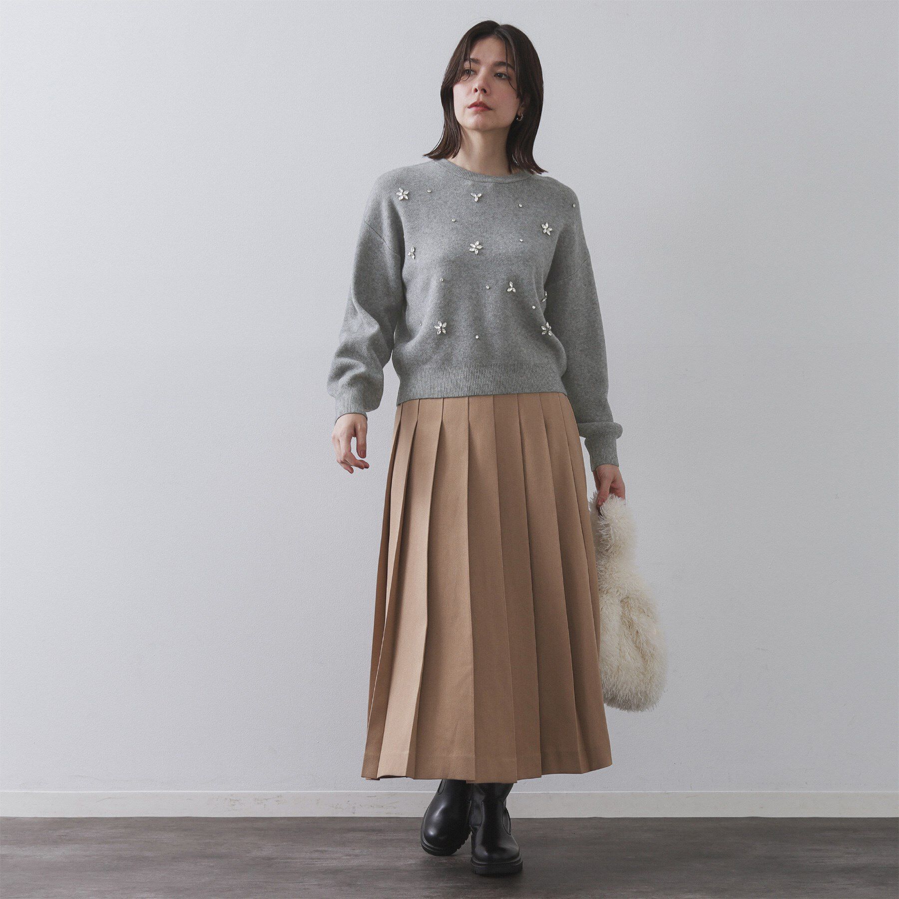 OPAQUE.CLIP「ビジューニットトップス【洗える】」|ニット・セーター|