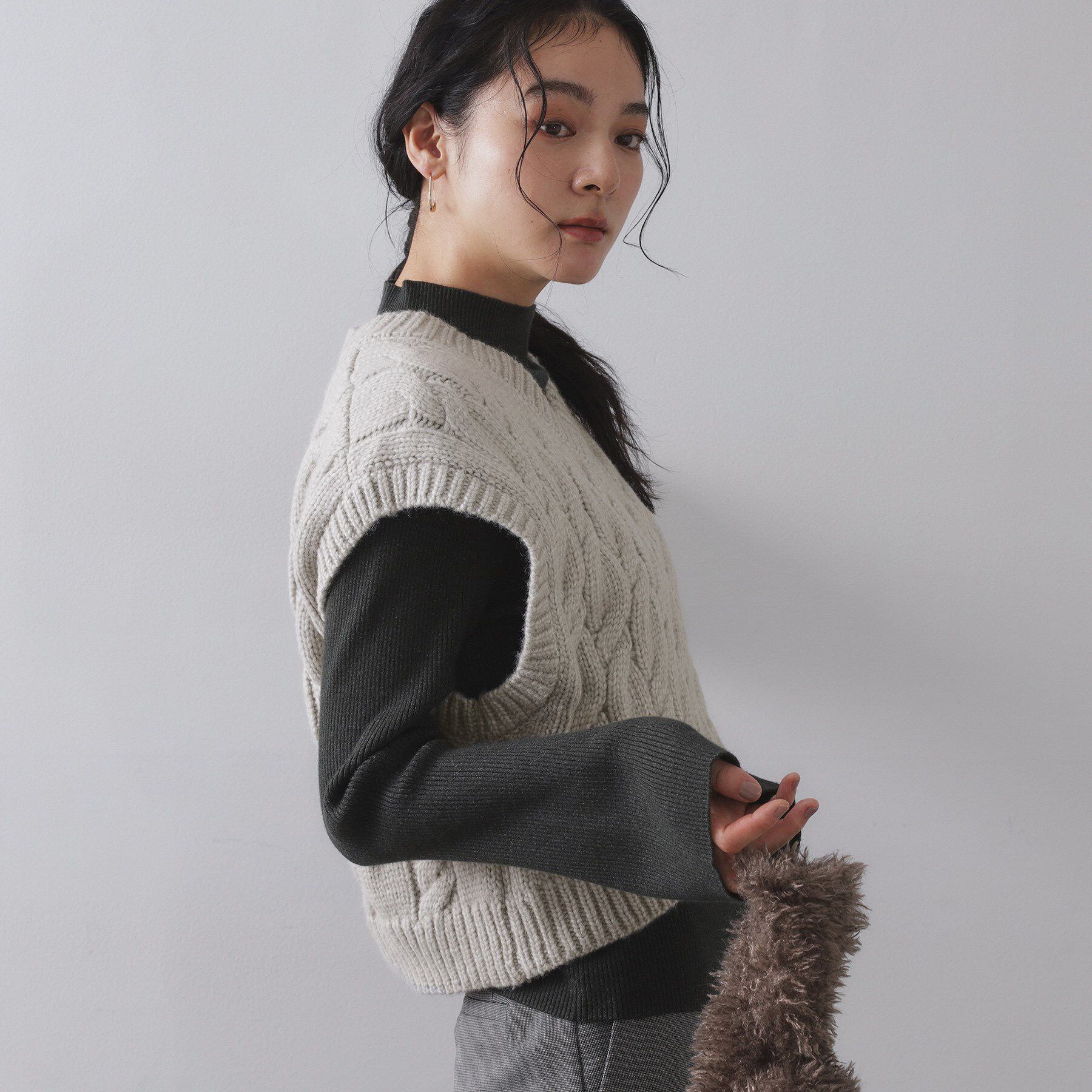 OPAQUE.CLIP「ケーブルローゲージベスト【洗濯機OK】」|ベスト・ジレ|